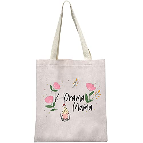 MEIKIUP K-Drama Mama Cosmetic Bag - Korean Drama & K-pop Merchandise Gift for Women & Girls - Waterproof Makeup Organizer for Travel, School & Daily Use (K-Drama Mama Tote Bag)