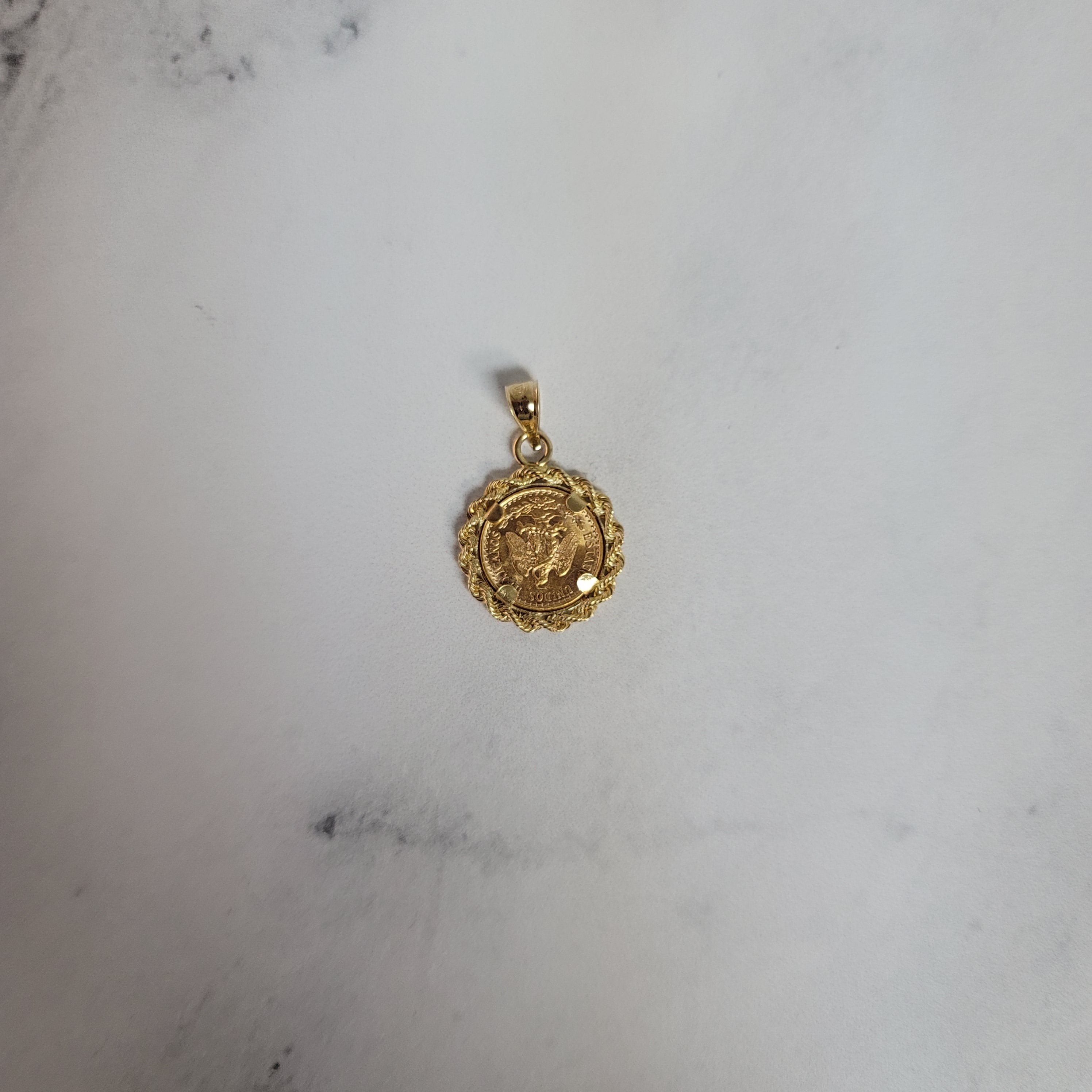 Authentic Dos Pesos Coin Necklace with Rope Bezel - Perfect for Layering & Everyday Jewelry | Vintage Mexican Coin Pendant for Women & Men