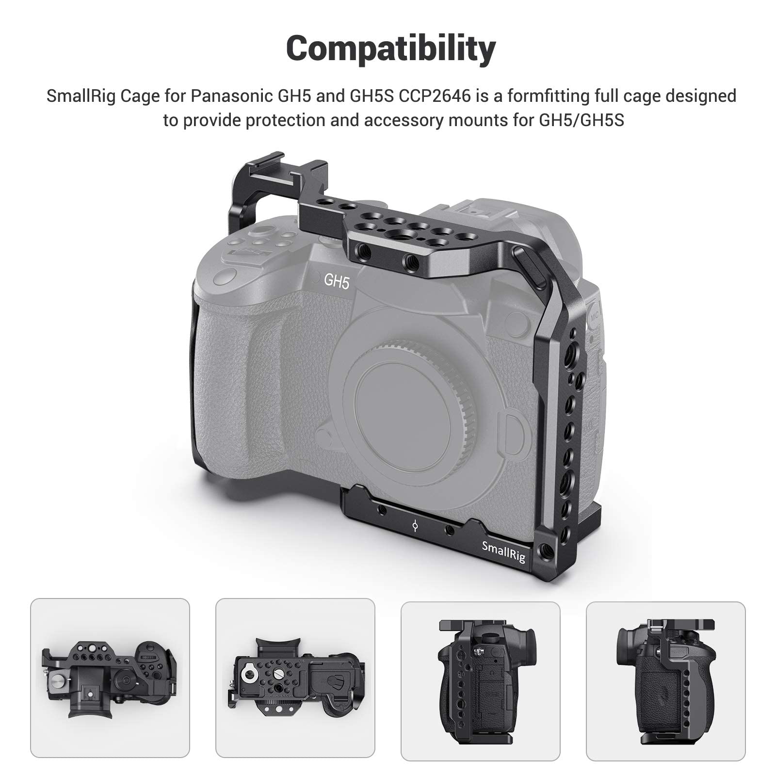SMALLRIG GH5 GH5S Cage for Panasonic Lumix Camera & DMW-XLR1 - Upgraded Version 2049 | Professional Video Stabilization Cage for Filmmaking, Vlogging & Content Creation