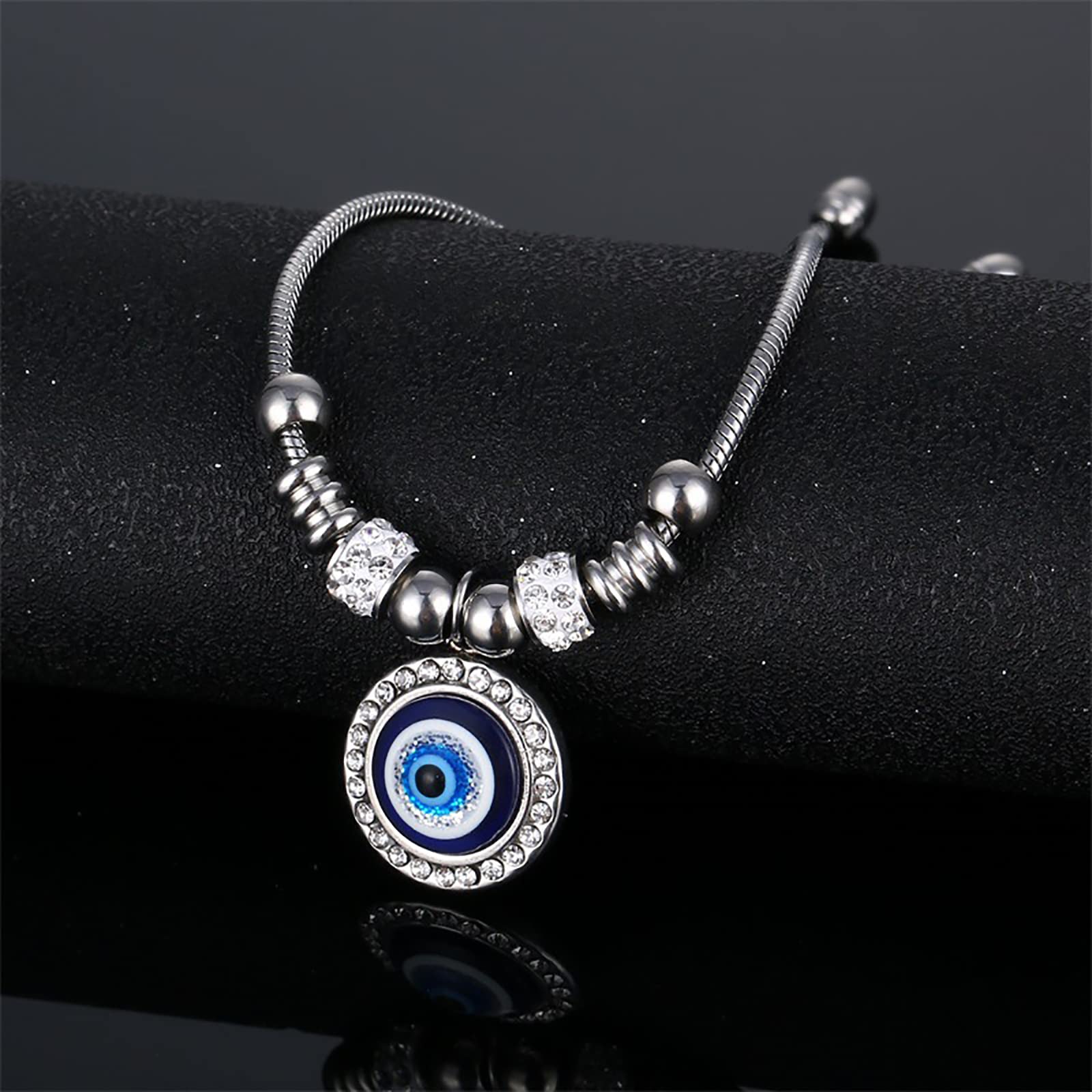 18k Gold Plated Silver Evil Eye Bracelet - Adjustable Evil Eye Charm Bracelet for Women | Protection Jewelry for Good Luck & Positive Energy | Perfect for Everyday Wear, Gifts & Spiritual Healing