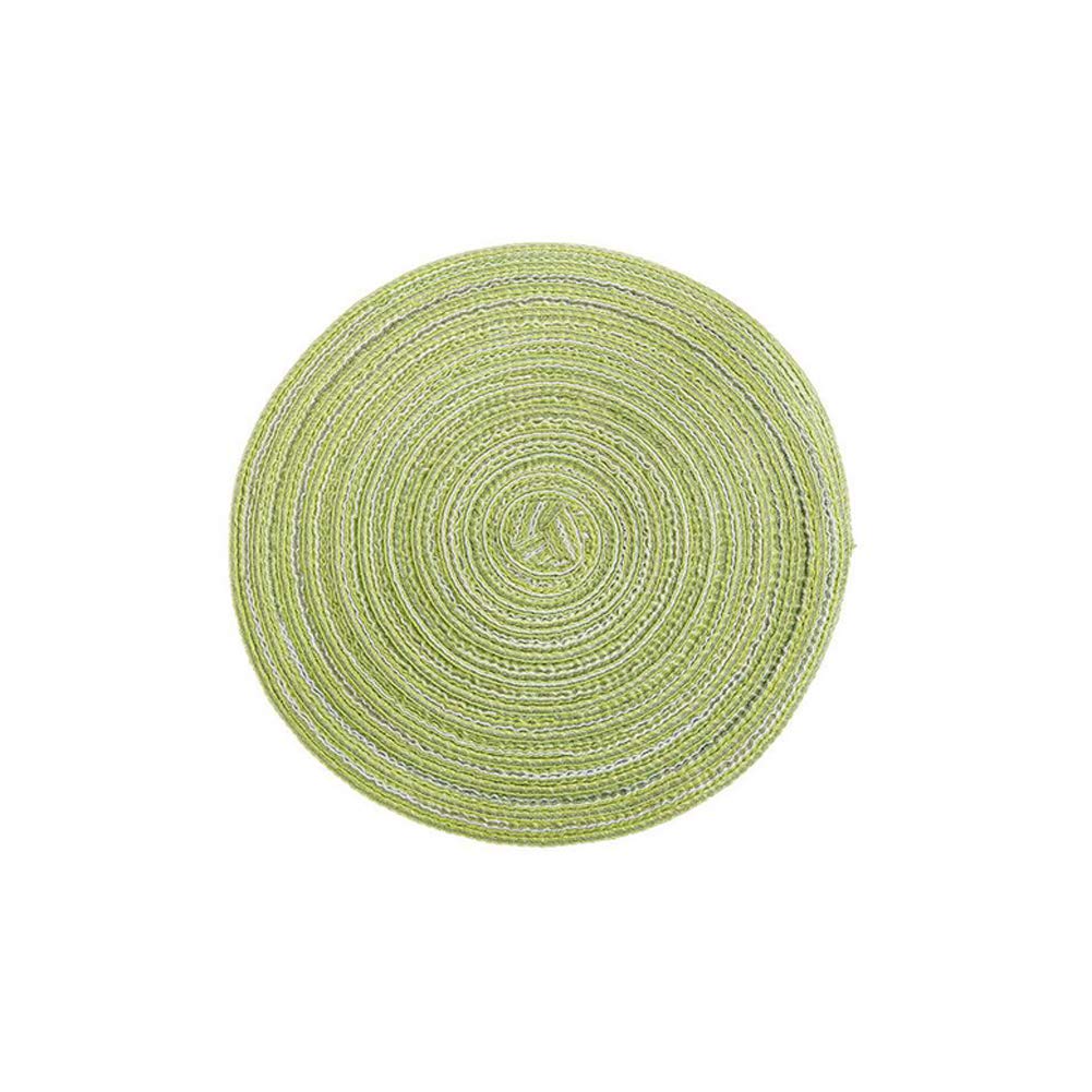 6 Pack Round Woven Placemats - Non-Slip Heat Resistant Kitchen Table Mats (7 Inch, Green) | Washable & Durable for Dining, Parties, and Home Decor