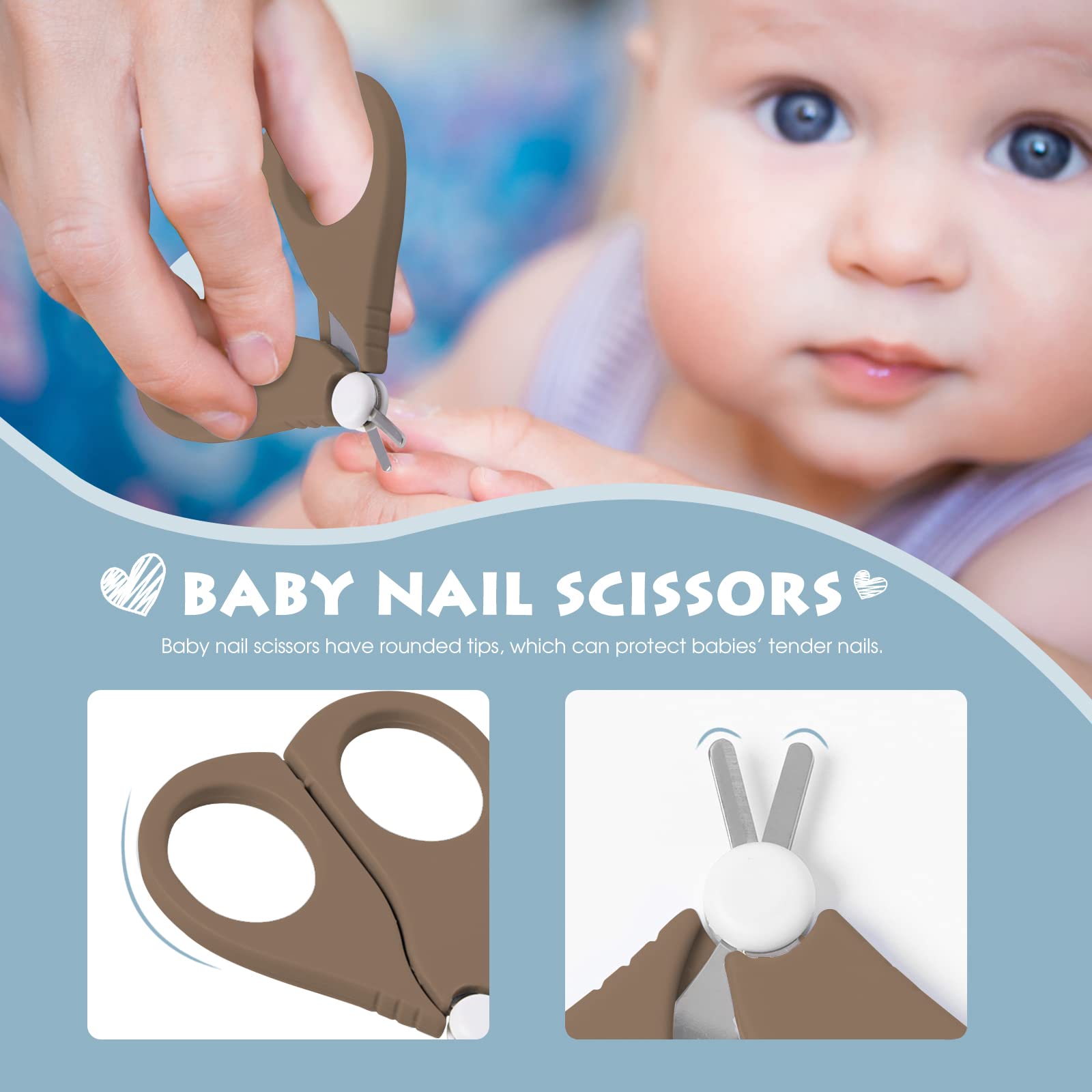Premium Baby Nail Clippers Set with Cute Case - Safe Infant Manicure & Pedicure Kit for Newborns, Toddlers | Essential Baby Grooming Care & Perfect Baby Shower Gift (Bronze Bear Design) | Ideal for New Parents & Home Baby Care Routine