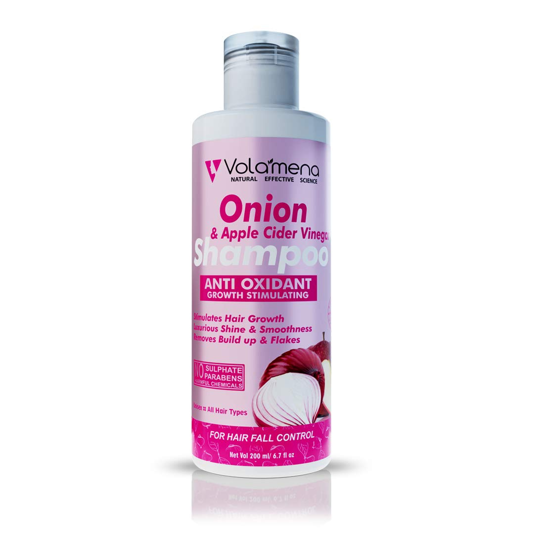 Volamena Onion & Apple Cider Vinegar Shampoo for Hair Growth & Hair Fall Control - 200ml | Natural Hair Care for Thicker, Stronger Hair | Perfect for Daily Use & Scalp Health