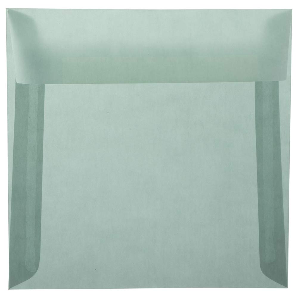 JAM PAPER 6.5 x 6.5 Inch Square Translucent Vellum Envelopes - Ocean Blue - Bulk Pack of 250 - Perfect for Wedding Invitations, Greeting Cards, and Business Correspondence