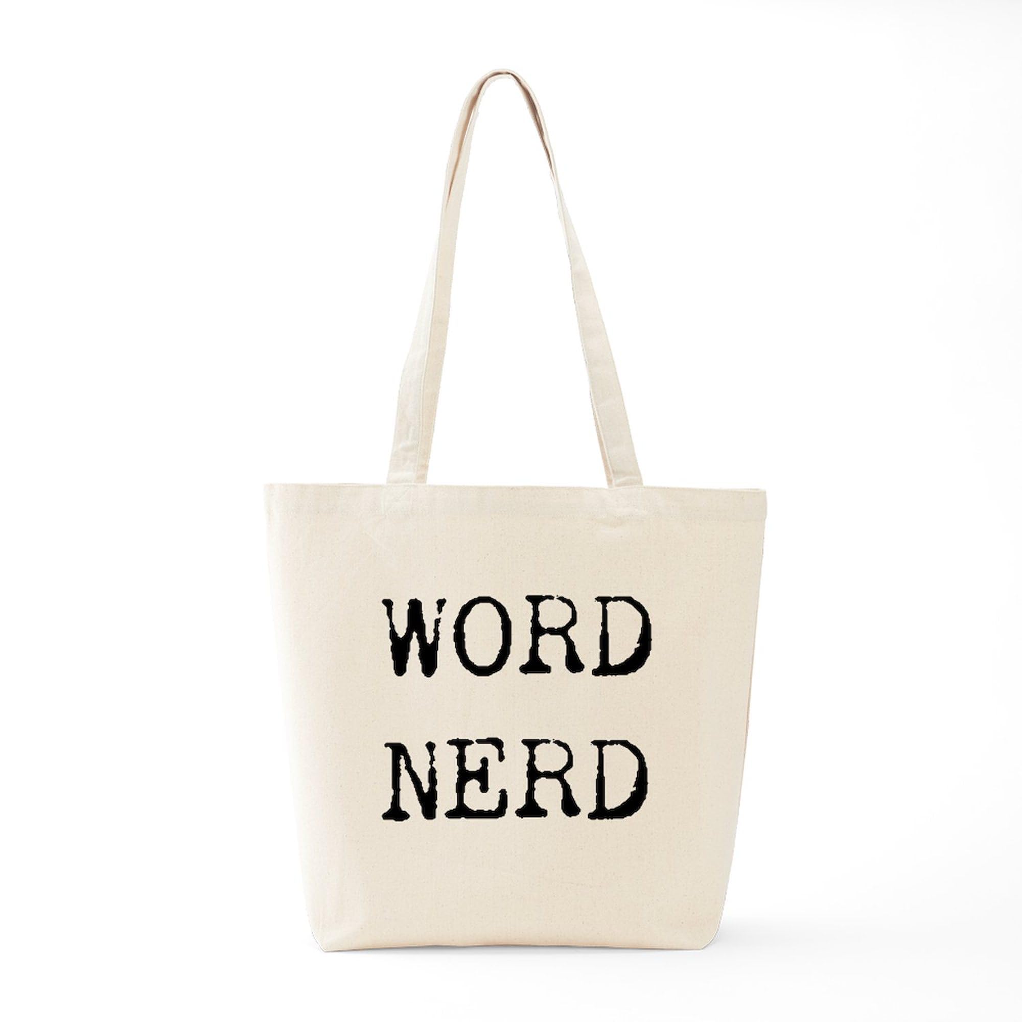 Word Nerd Tote Bag - Natural Canvas Reusable Shopping Tote - Perfect for Book Lovers, Writers & Students - Great for Groceries, Library Trips & Campus Life