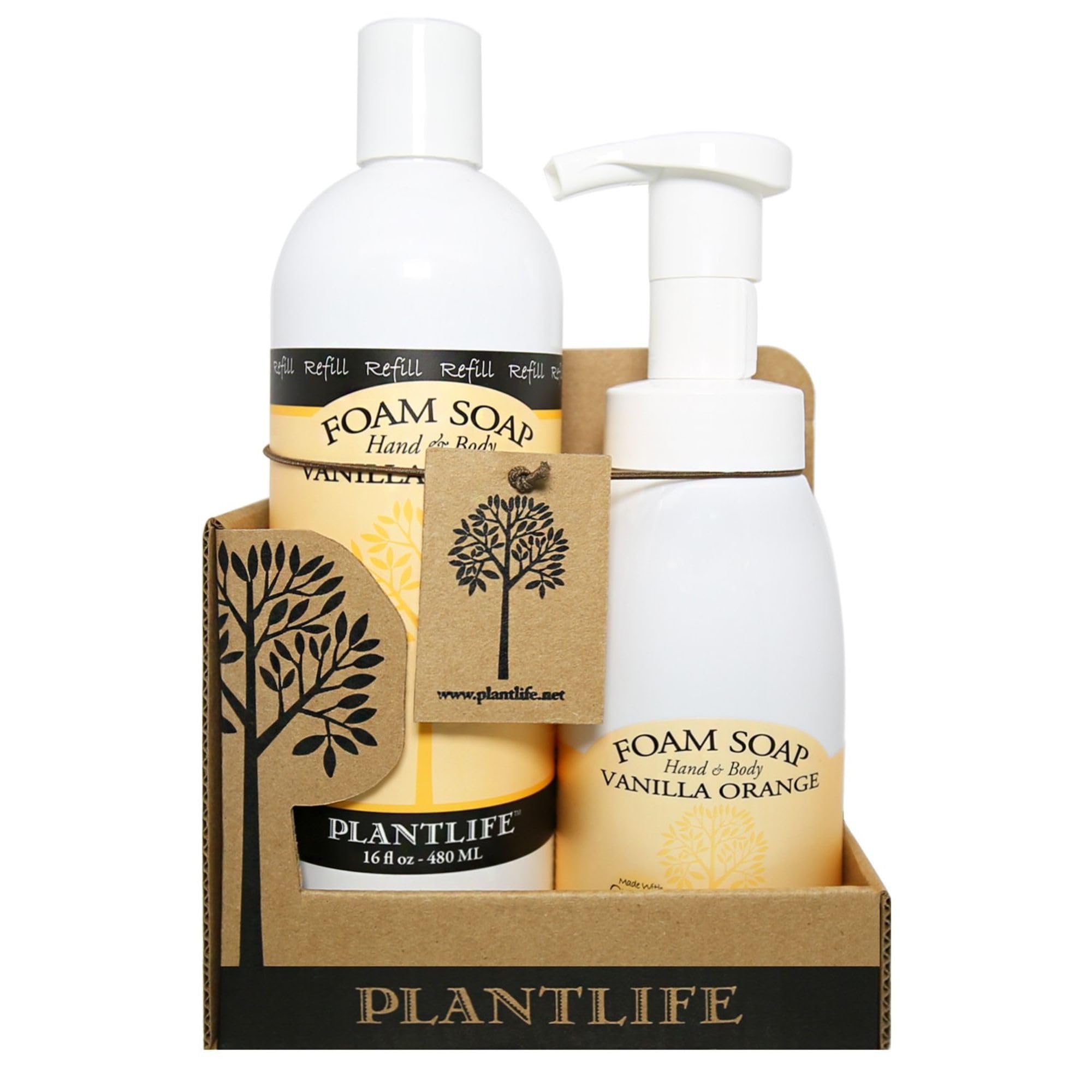 Plantlife Vanilla Orange Foam Soap Value Set - Natural, Moisturizing Plant-Based Hand & Body Wash for All Skin Types - Gentle Shaving Cream & Kids Bath Time Fun (8.5-16 oz) | Perfect for Home, Office & Travel Use