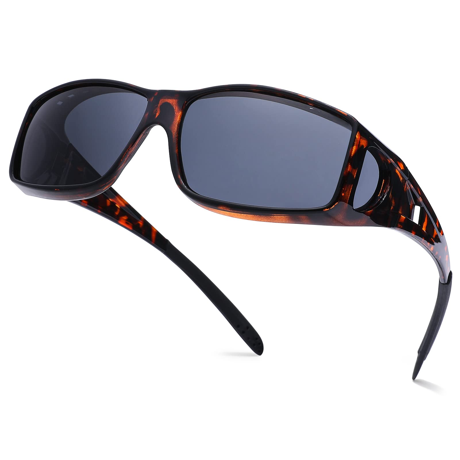 NULOOQ Polarized Sunglasses for Men & Women - Fit Over Prescription Glasses, UV Protection Wrap Around Shades for Driving, Outdoor Sports & Daily Wear