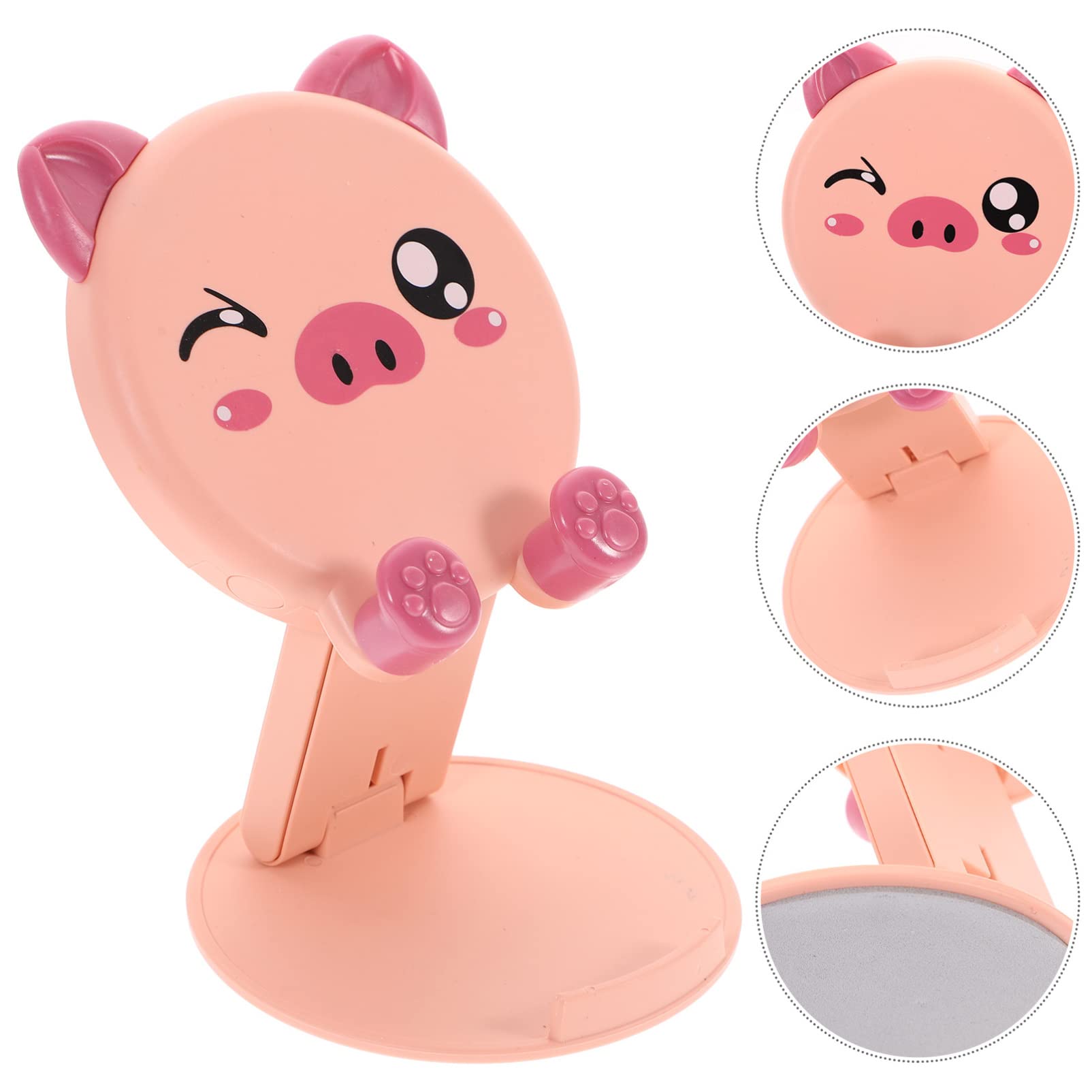 Adjustable Folding Phone Stand with Pig Design - Universal Desktop Cell Phone Holder & Tablet Stand for iPhone, Samsung, Google Pixel - Perfect for Home Office, Bedside, Kitchen Counter & Video Watching
