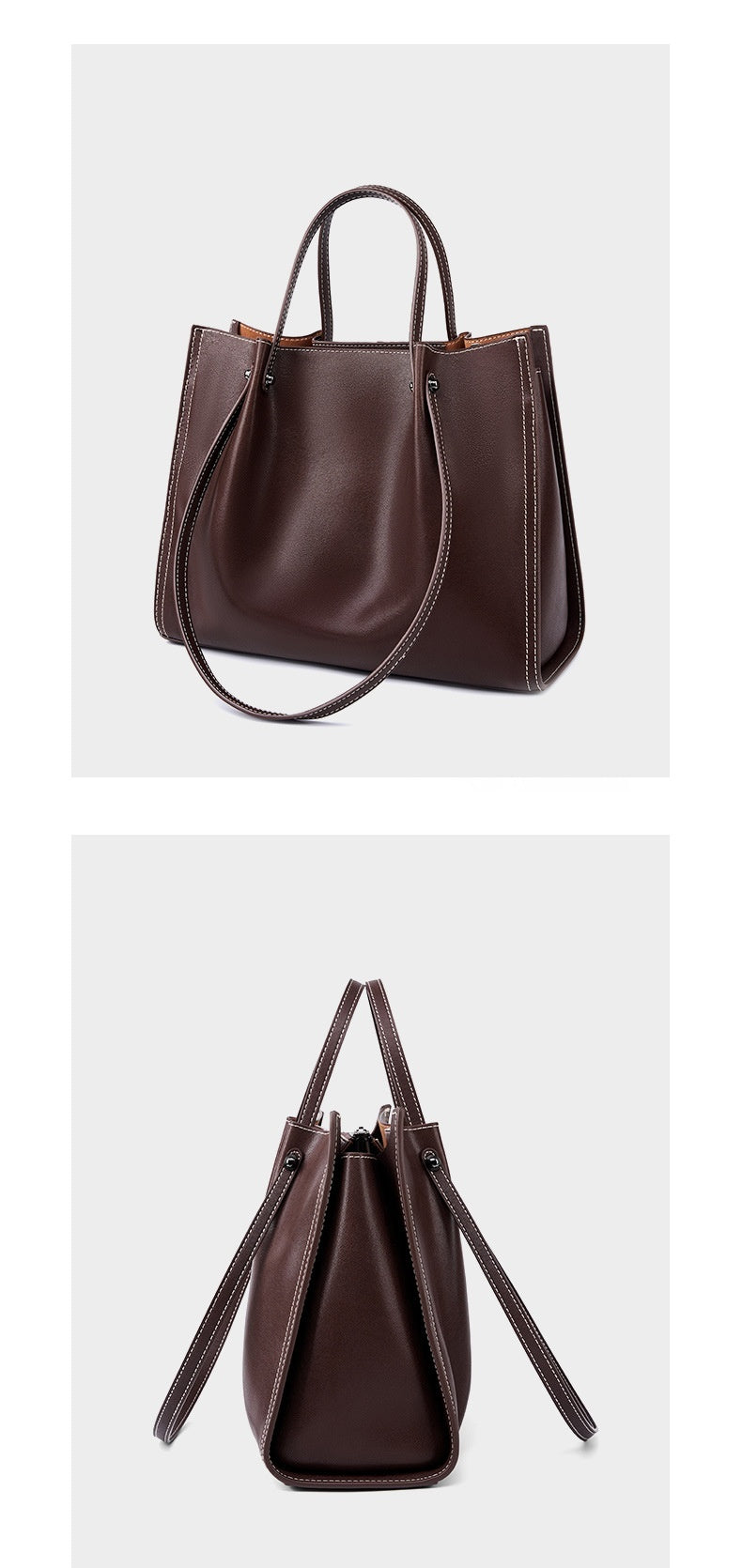 Genuine Leather Large Capacity Tote Shoulder Bag for Women - Stylish & Durable Handbag for Work, Travel & Everyday Use