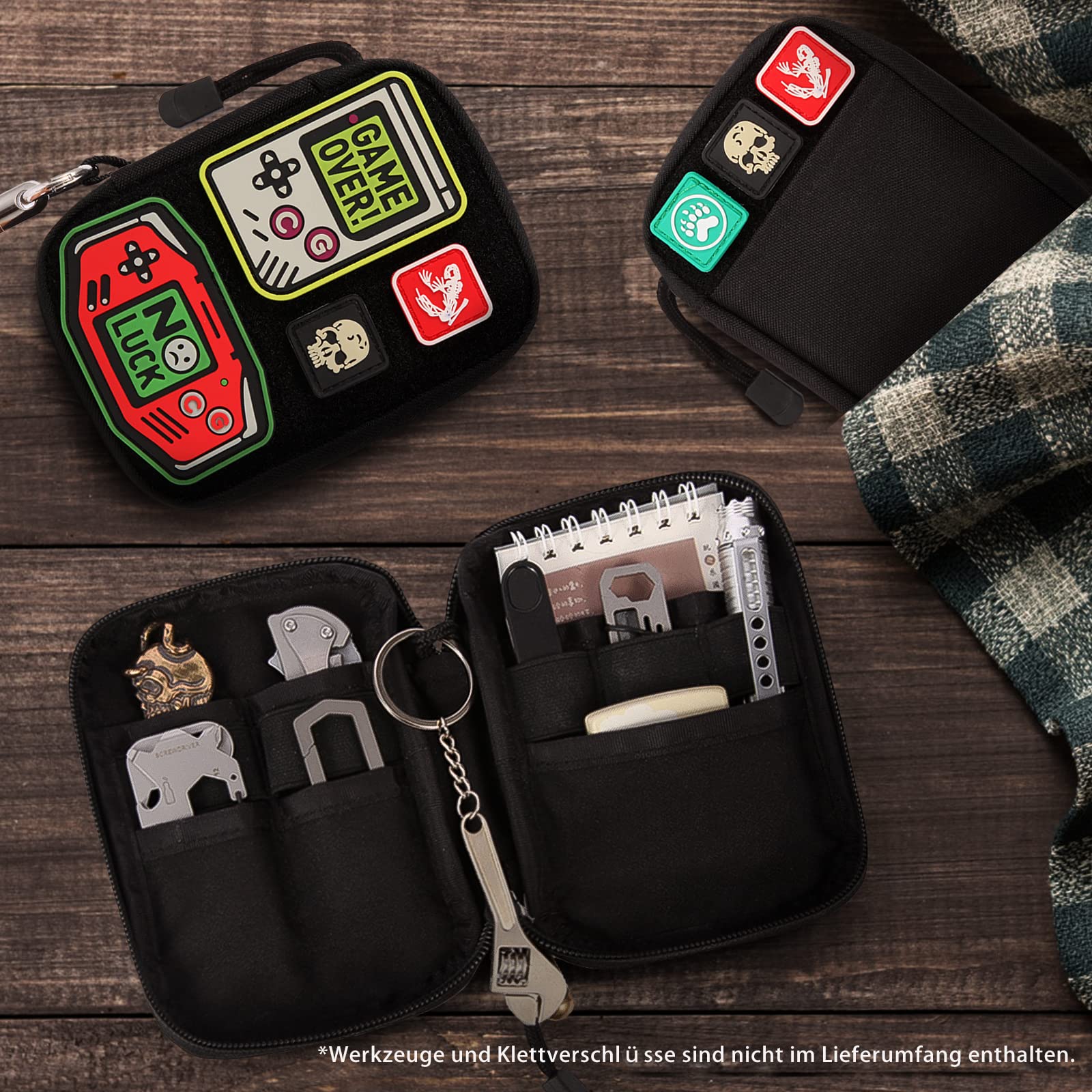 EDC Pouch with Patch Panel, Small EDC Organizer Bag with DIY Hook & Loop Area, Nylon Multitool Pouch for Small Tools - Perfect for Camping, Hiking & Everyday Carry Accessories