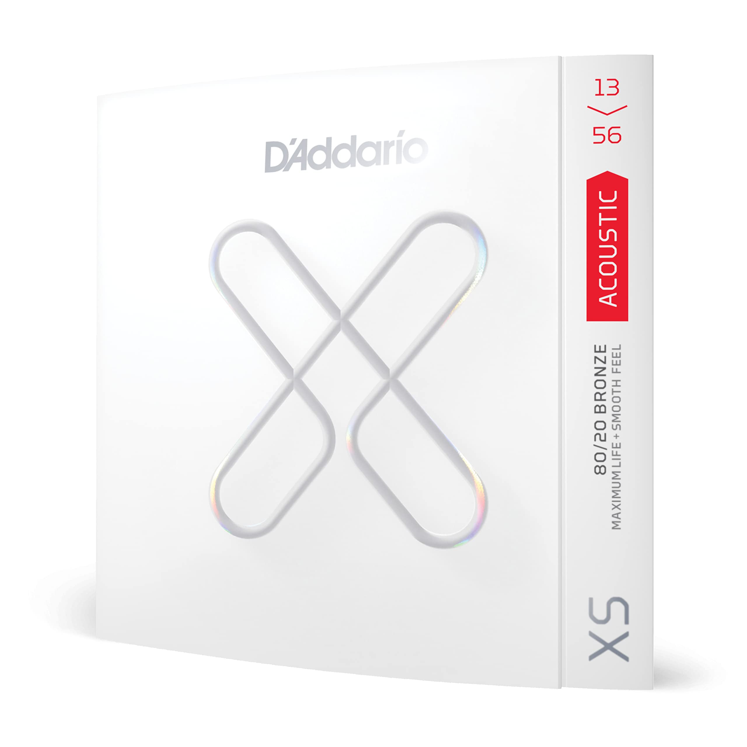 D'Addario XSABR1356 XS 80/20 Bronze Coated Acoustic Guitar Strings - Medium Gauge 13-56, 6-String Set (Pack of 1) | Perfect for Studio Recording & Live Performances
