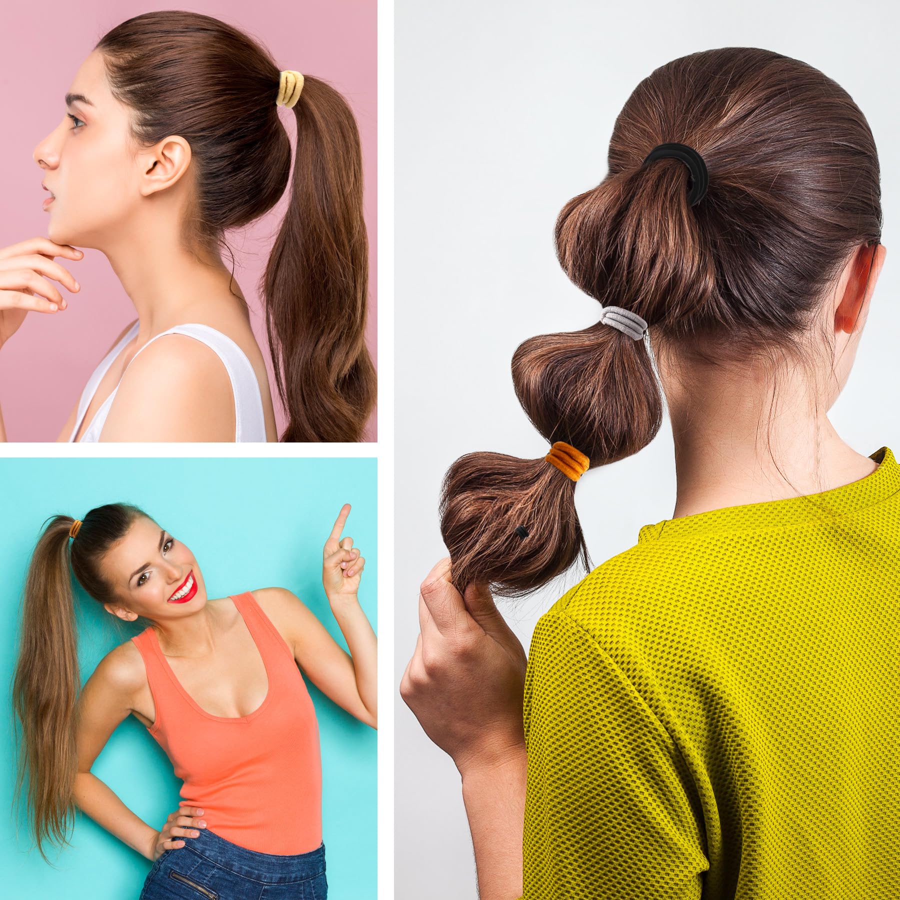 180 Pcs Black No Damage Elastic Hair Ties - Soft Ponytail Holders & Hair Bands for Women & Girls - Perfect for School, Workout, Office & Daily Styling