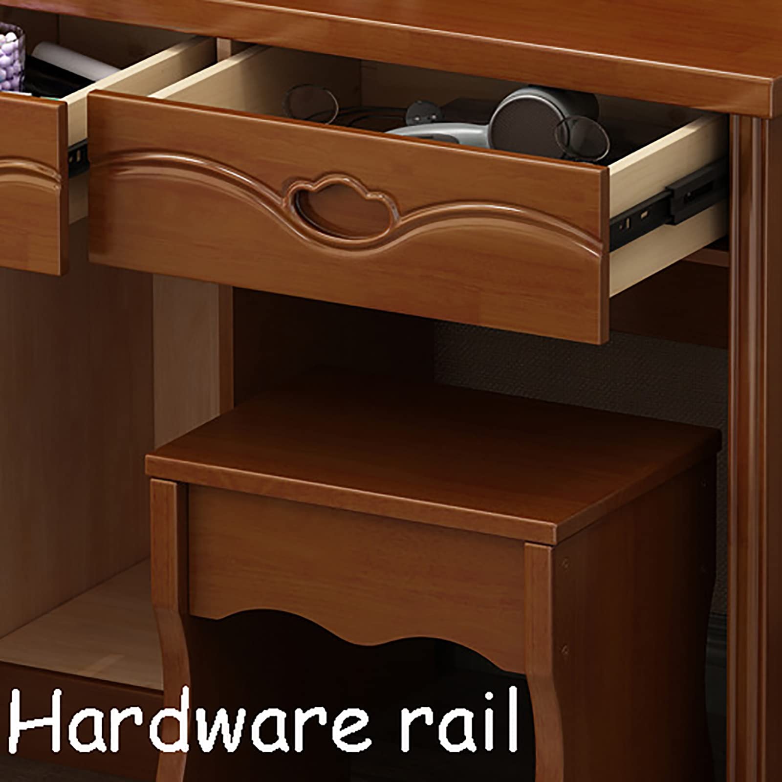 Elegant Vanity Desk Set with Mirror & 2 Storage Drawers - Large Dressing Table for Bedroom, Home Office, Makeup & Study - Perfect as Computer Laptop Writing Desk & Beauty Station