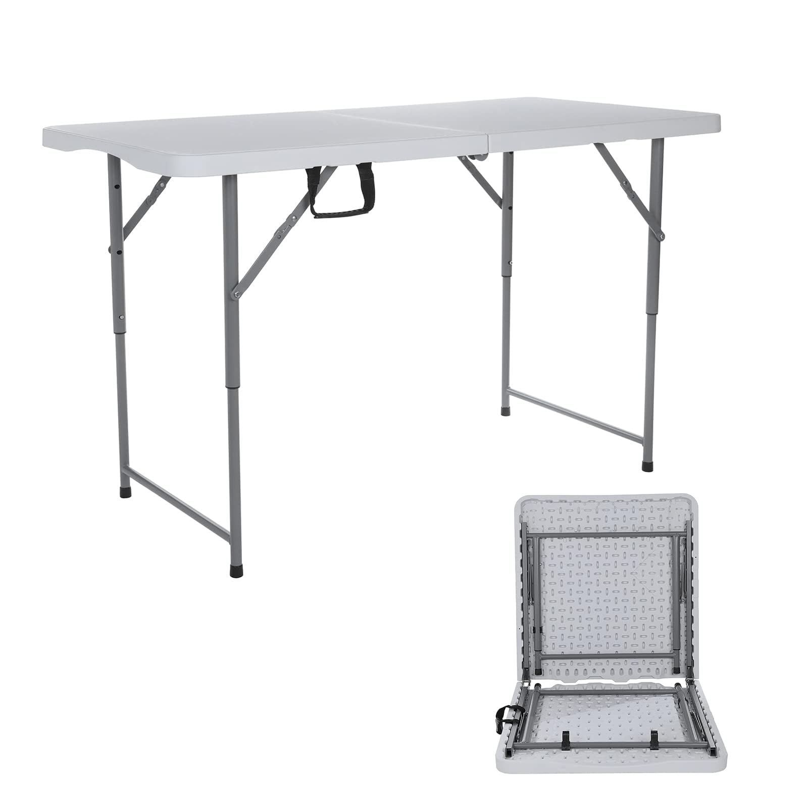 4ft Folding Table - Portable Outdoor Picnic Table for BBQ, Camping, Courtyard & Balcony Use - Lightweight & Durable Leisure Table for Parties, Tailgating & Backyard Gatherings