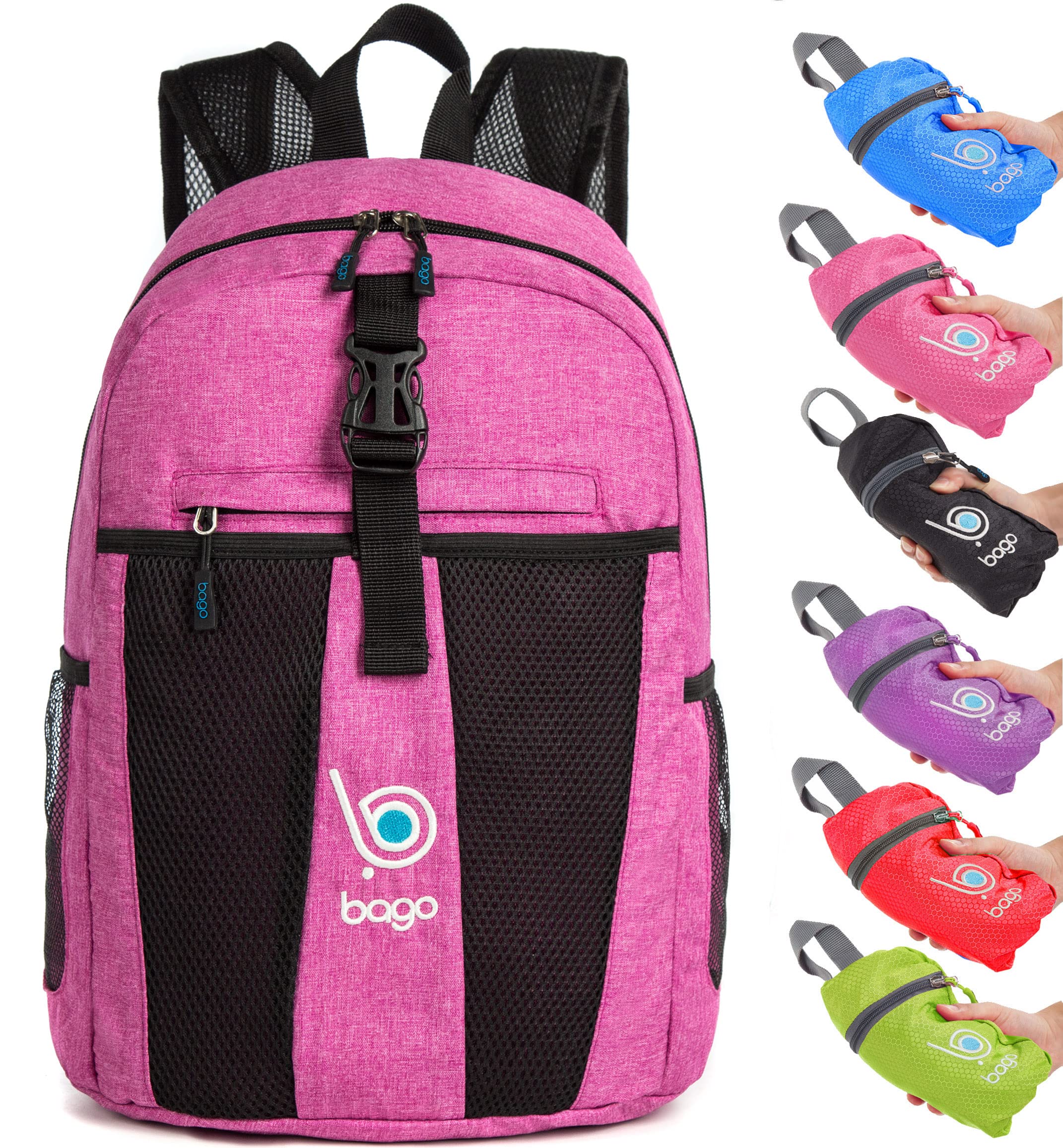 Ultralight 25L Foldable Hiking Backpack for Women & Men - Waterproof Travel Daypack for Camping, Outdoor Sports & Daily Use - Compact Packable Backpack for Hiking, Gym, Work & Weekend Getaways (Snow Pink)