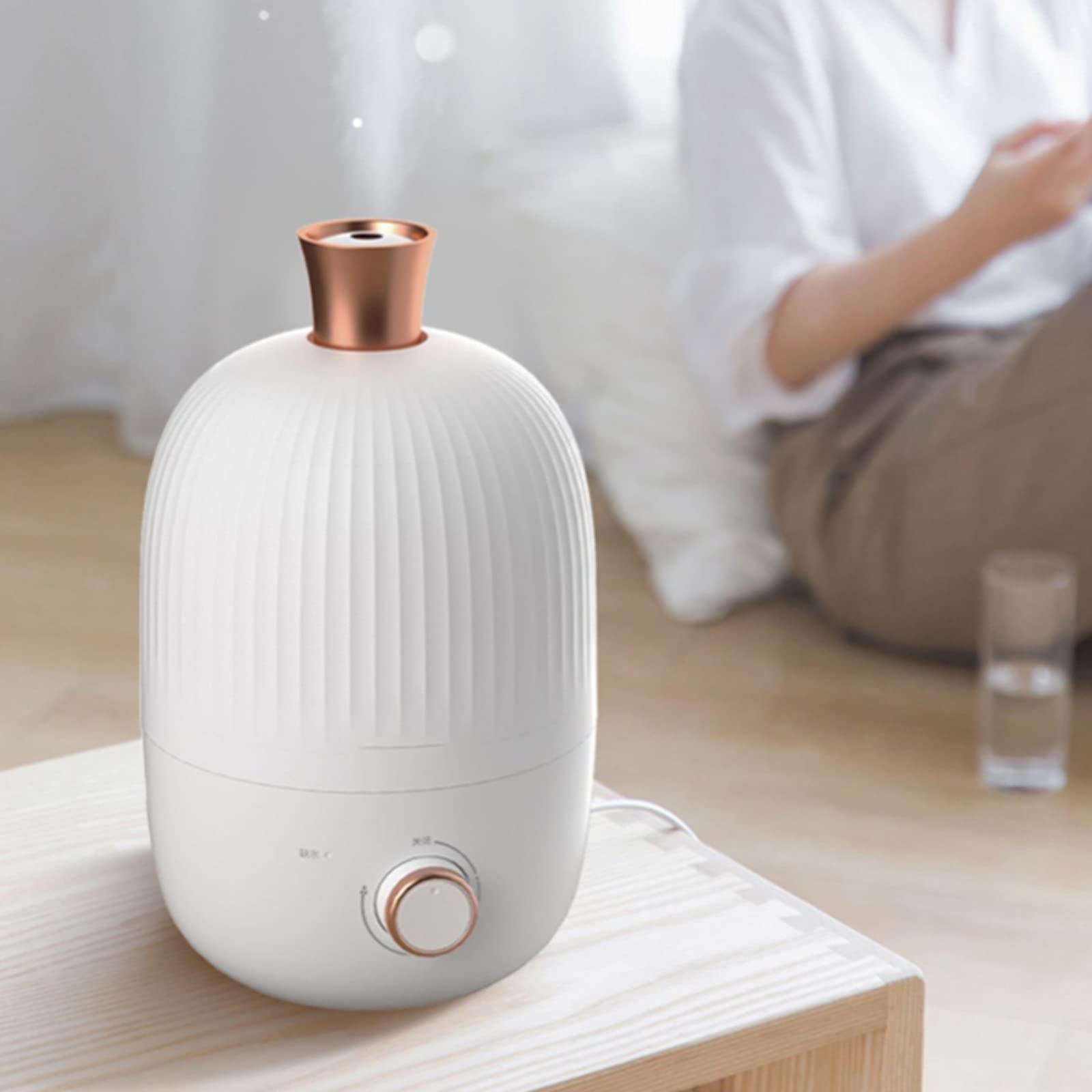 Green Cool Mist Humidifier - Ultrasonic Quiet Humidifier for Bedroom, Nightstand & Office - Small Space-Saving Air Vaporizer for Better Sleep, Dry Skin Relief & Home Comfort