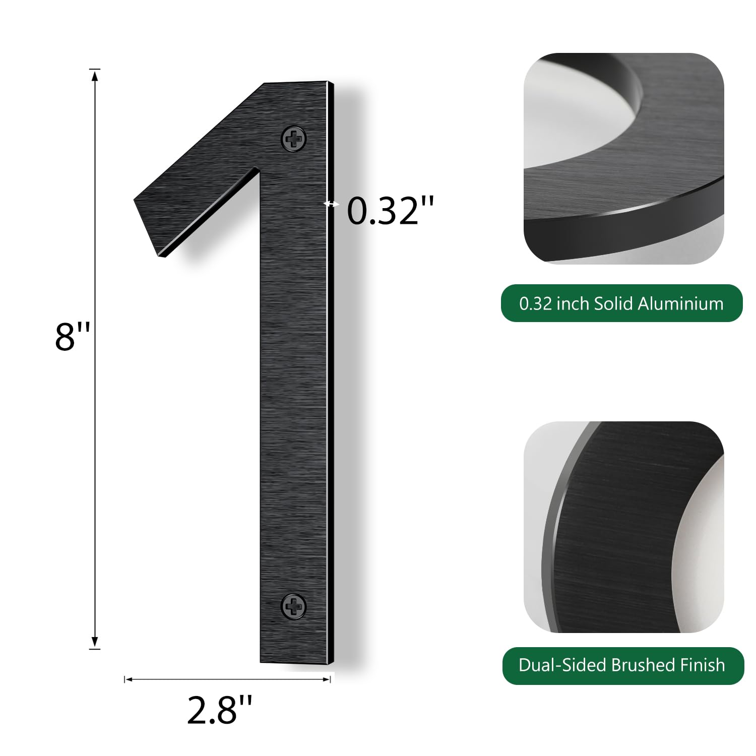 8 Inch Black Modern Floating Metal House Numbers - Large Aluminum Address Plaque for Front Door, Outdoor Brick House - Weatherproof & Durable Home Signage (Perfect for Mailbox, Porch, Garage & Garden Decor)