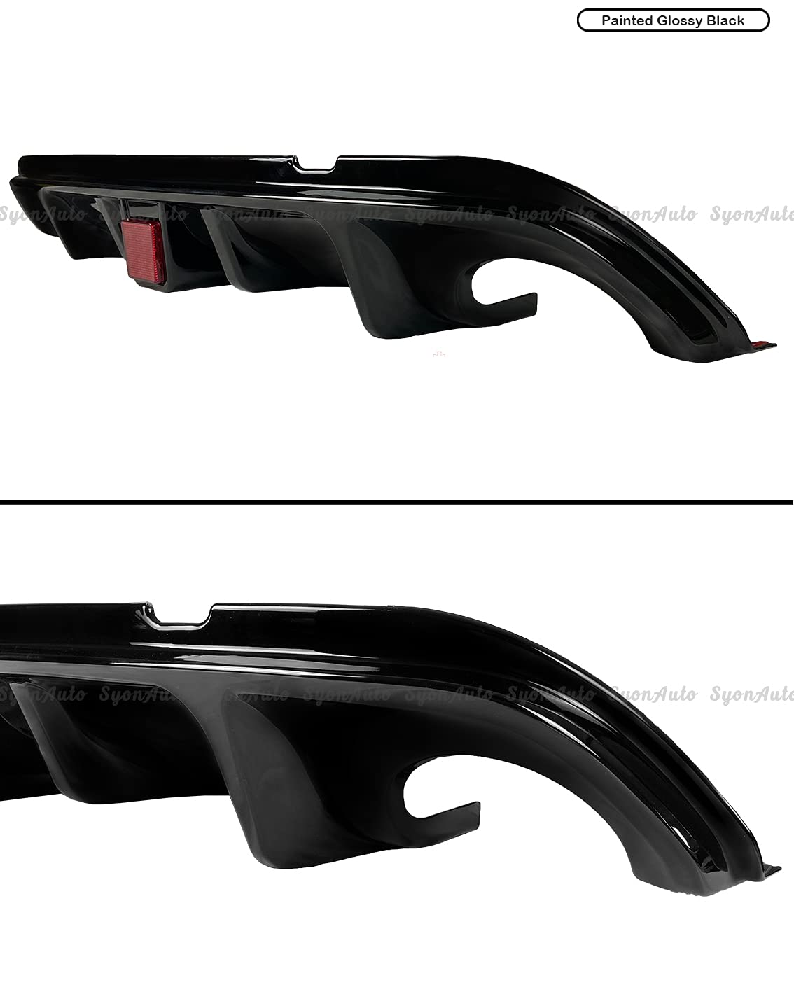 2014-2017 INFINITI Q50 Gloss Black Shark Fin Rear Diffuser with LED Brake Light - High Performance Car Styling for Enhanced Aerodynamics & Night Visibility