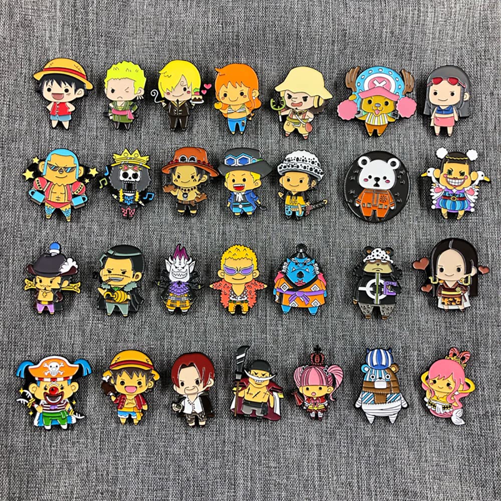 ONE Piece Thousand Sunny Anime Metal Brooch Pins Set - 28pcs Manga Character Enamel Badges for Cosplay, Jackets & Backpacks | Collectible Gifts for Anime Fans & Manga Lovers