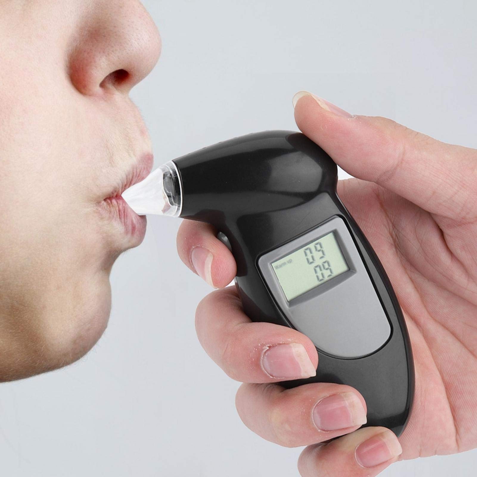 Professional Digital LCD Alcohol Breath Tester - Portable Keychain Breathalyzer with 50 Disposable Mouthpieces for Accurate BAC Testing | Ideal for Personal Safety, Workplace Screening & DUI Prevention