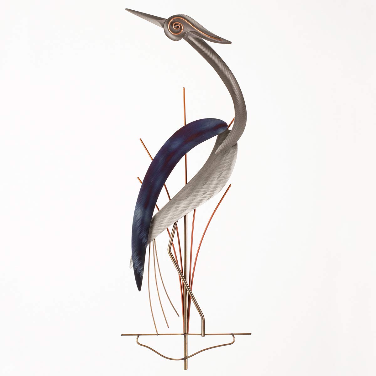 Hypnotizing Heron Metal Wall Art - Left Facing Black Forest Decor for Living Room, Bedroom & Office | Modern Home Décor