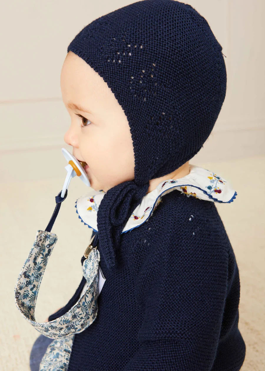 Openwork Knitted Bonnet for Women - Navy Blue Winter Beanie Hat (S/M, L/XL) - Stylish & Warm Headwear for Outdoor Activities, Travel & Fashion