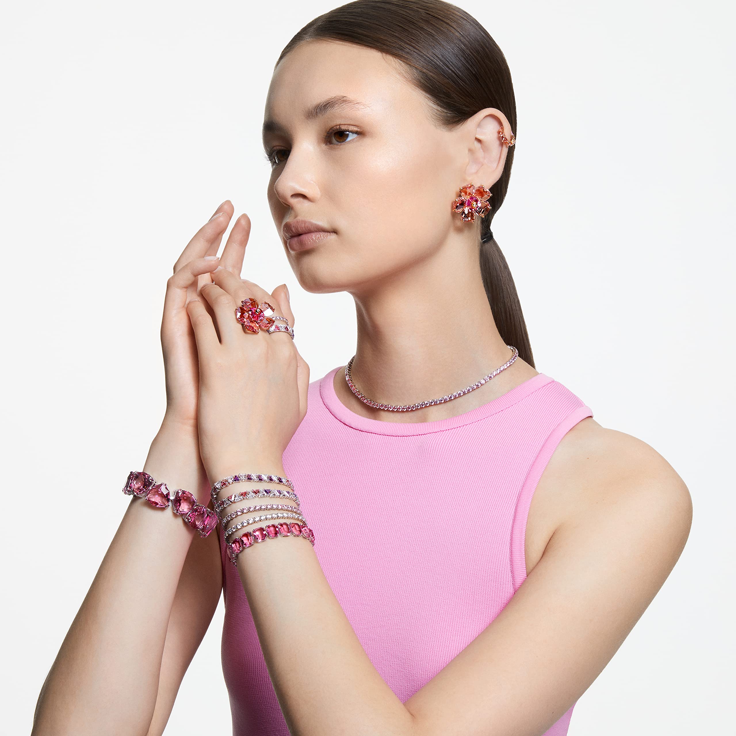 Swarovski Crystal Matrix Earrings & Bracelets Set - Elegant Jewelry for Women, Gift for Her - Perfect for Parties, Weddings & Special Occasions