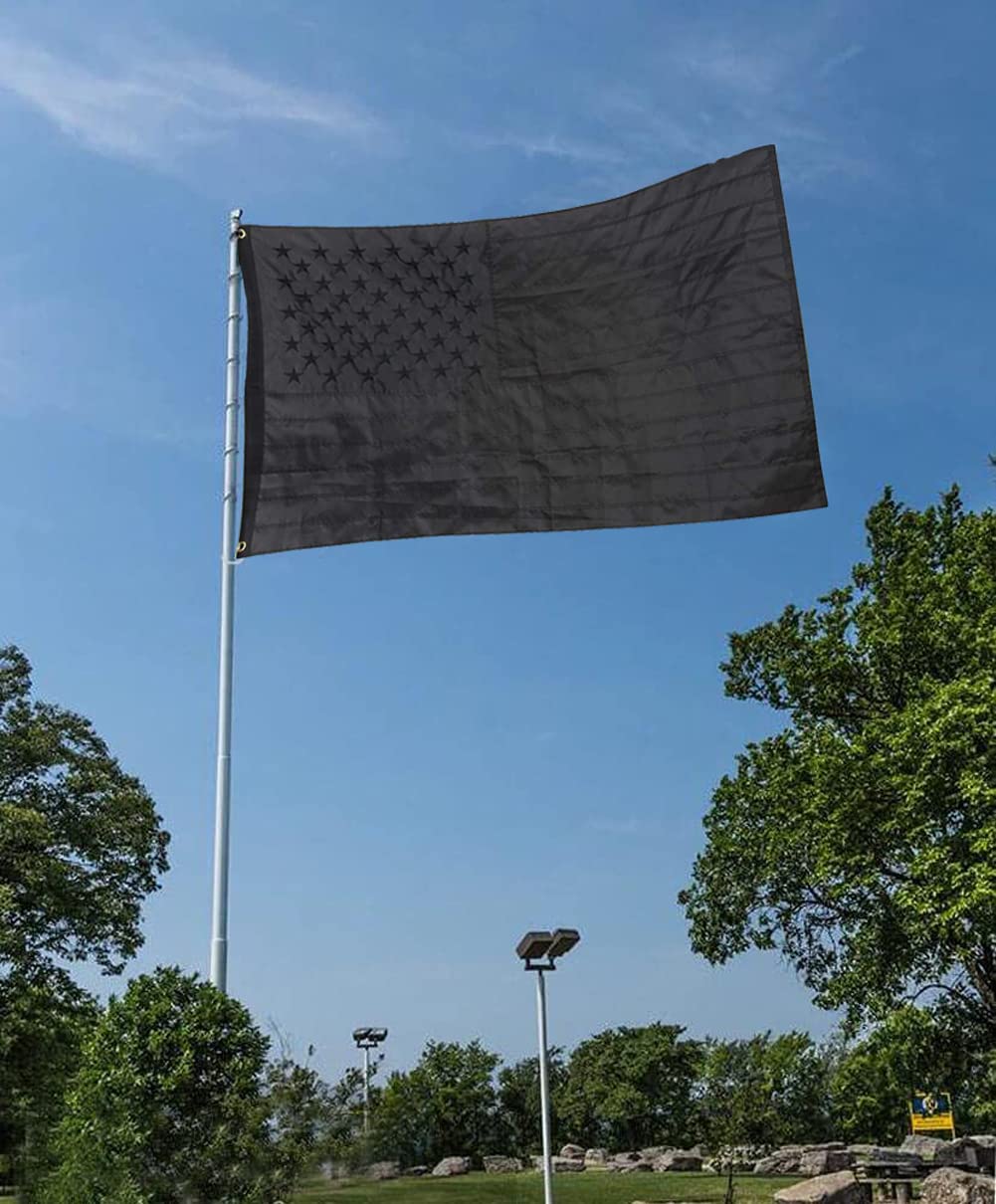 All Black American Flag 3x5 Ft - Heavy Duty Embroidered Stars & Sewn Stripes with Brass Grommets | Blackout Tactical USA Flag for Outdoor, Military Display, and Patriotic Decor