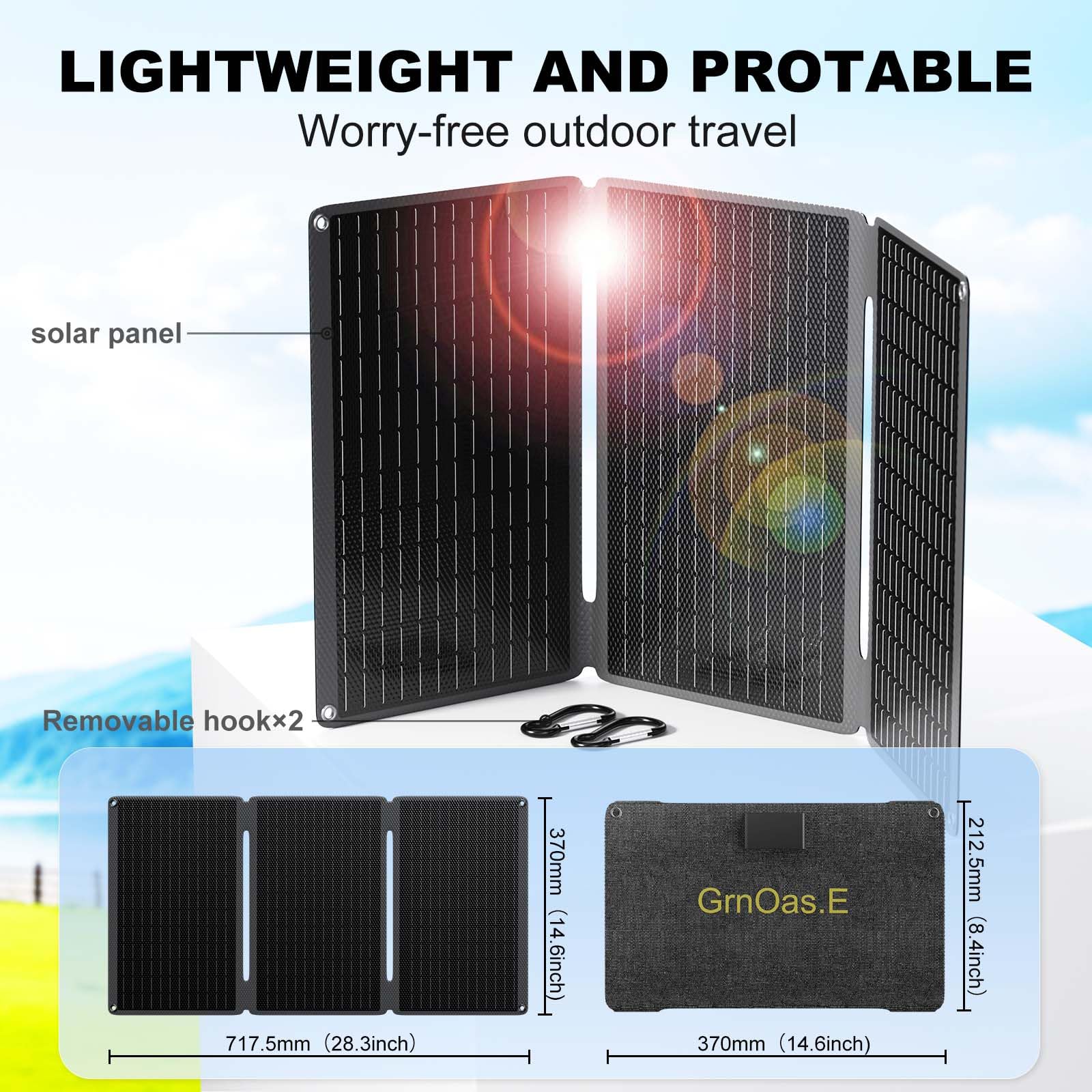 40W Foldable Solar Panel Charger with USB-C/USB-A/DC Outputs - Portable Solar Charger for Phones, Power Banks, Tablets & Small Power Stations - Perfect for Camping, Hiking, RV Trips & Outdoor Adventures