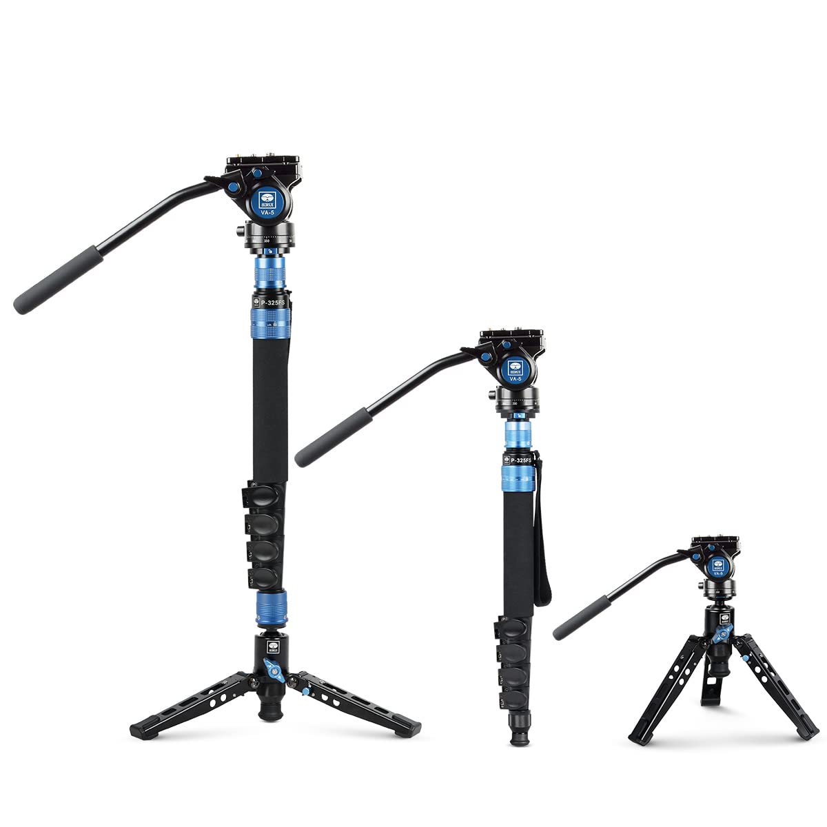 SIRUI P-325FS 148cm Carbon Fiber Camera Monopod with Removable Tripod Base & VA-5 Fluid Head - Professional DSLR Monopod for Photography & Videography - Supports 10kg Load - Perfect for Travel, Outdoor Shooting & Video Recording
