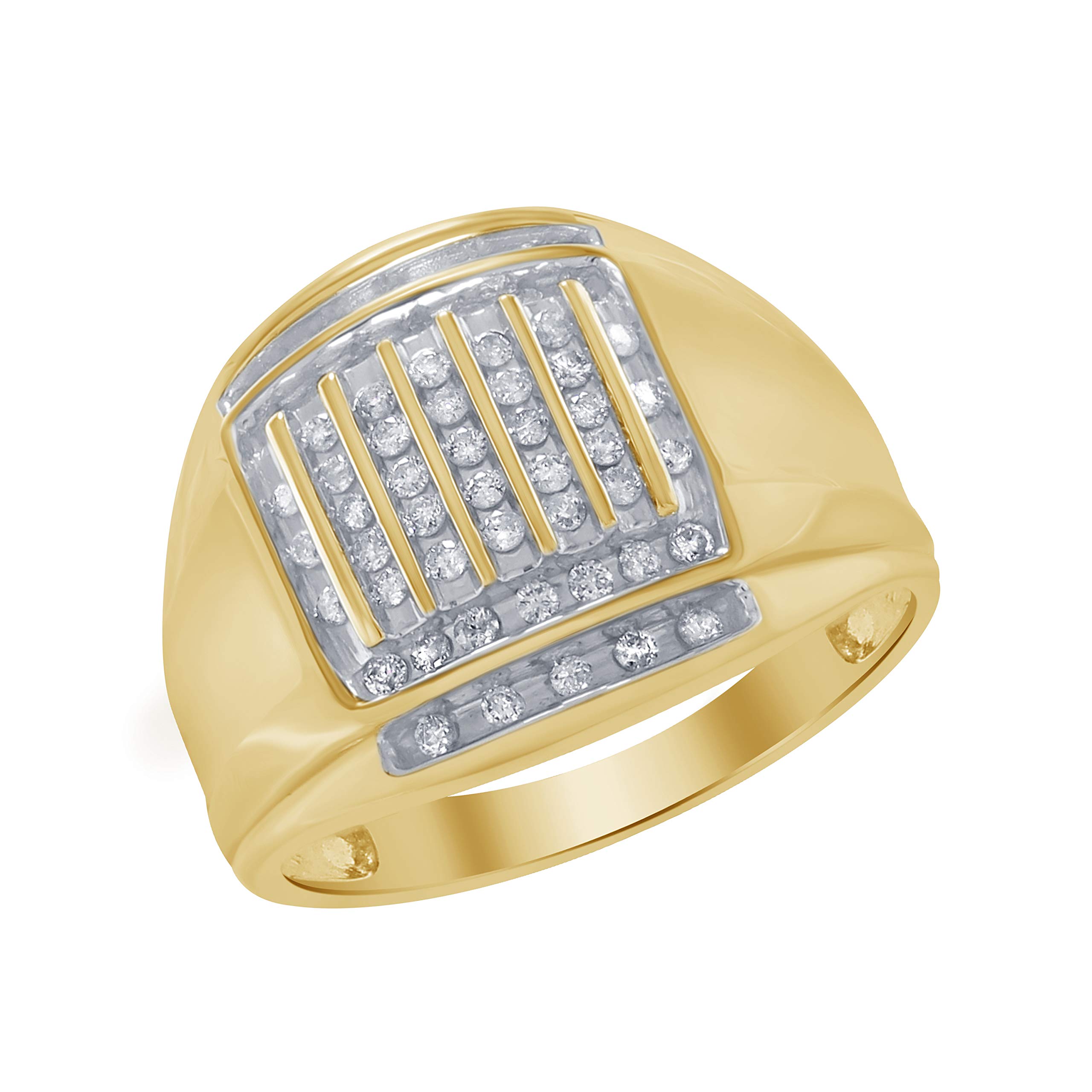 10K Gold 0.50 CT Round Cut Natural White Diamond Men's Wedding & Anniversary Band Ring - H-I Color, I1-I2 Clarity - Perfect for Engagements, Proposals & Special Occasions