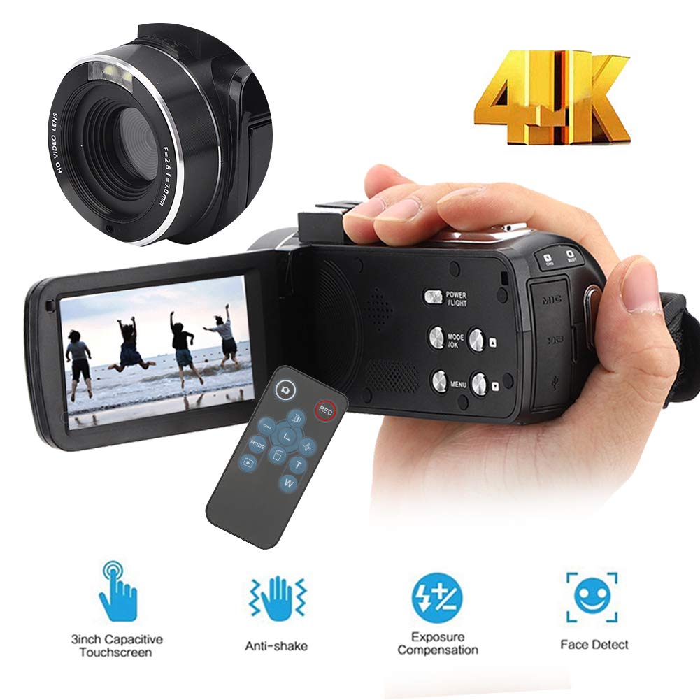 4K Anti-Shake Digital Video Camera with 18X Zoom & 3in IPS Touch Screen - HD DV Camcorder for Outdoor Recording, Vlogging, Travel, and Family Events