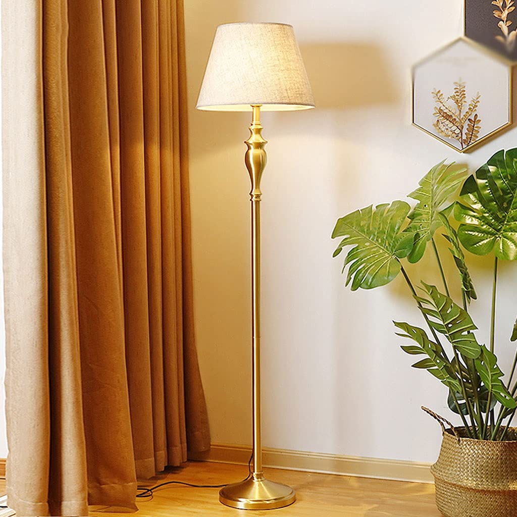 Modern Brass Floor Lamp for Office, Living Room & Bedroom - Adjustable Standing Reading Light with Decorative Lamppost Design | Perfect for Home Office, Study Nook & Cozy Reading Corner
