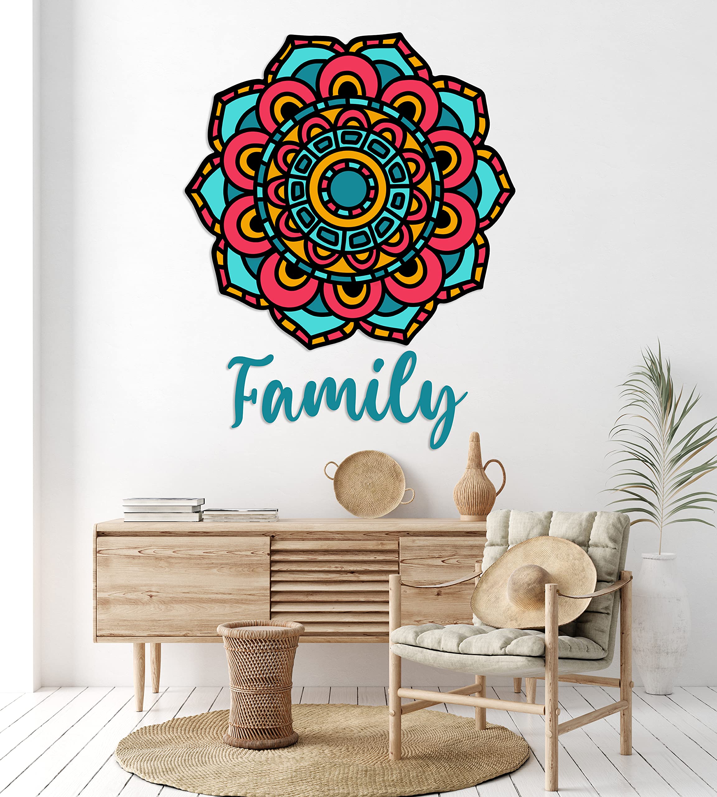 Custom Name Mandala Wall Decal - Handmade Art Sticker for Nursery, Bedroom & Home Decor | Perfect for Kids Rooms, Living Spaces & Gift Giving