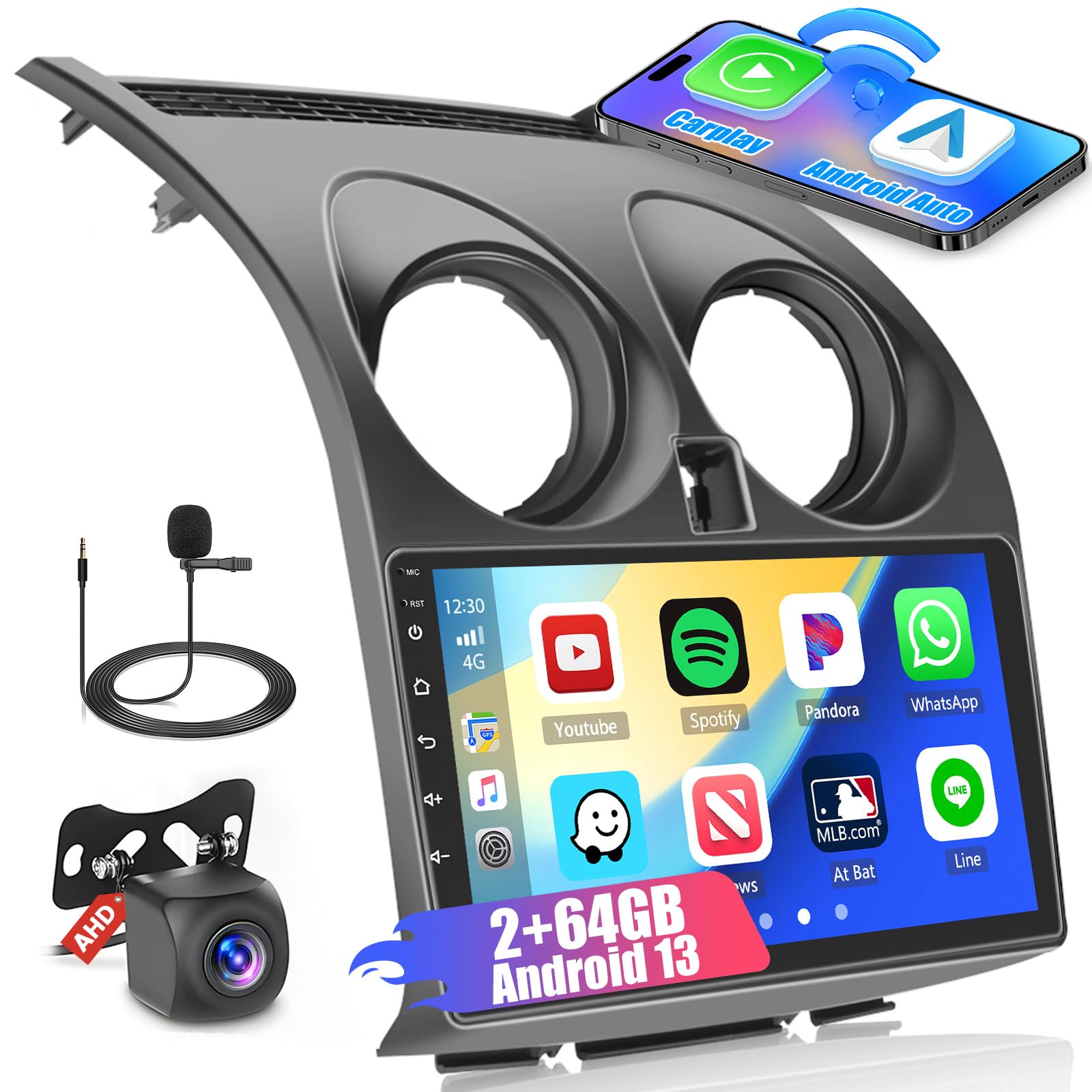 2+64GB Hikity Android 13 Car Stereo with Wireless CarPlay & Android Auto for Nissan Qashqai 2006-2016 - 9 Inch Touchscreen GPS Navigation, WiFi, Bluetooth, RDS, Reverse Camera & Microphone - Perfect for Hands-Free Calling & Safe Driving