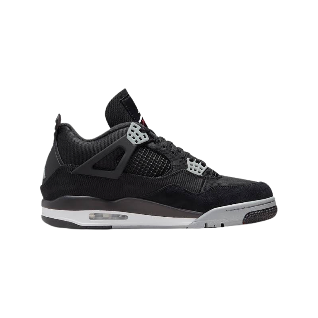 Air Jordan 4 Retro SE Sneakers - Black Canvas & Light Steel Grey White Basketball Shoes for Men | Perfect for Streetwear, Casual Outfits & Basketball Games