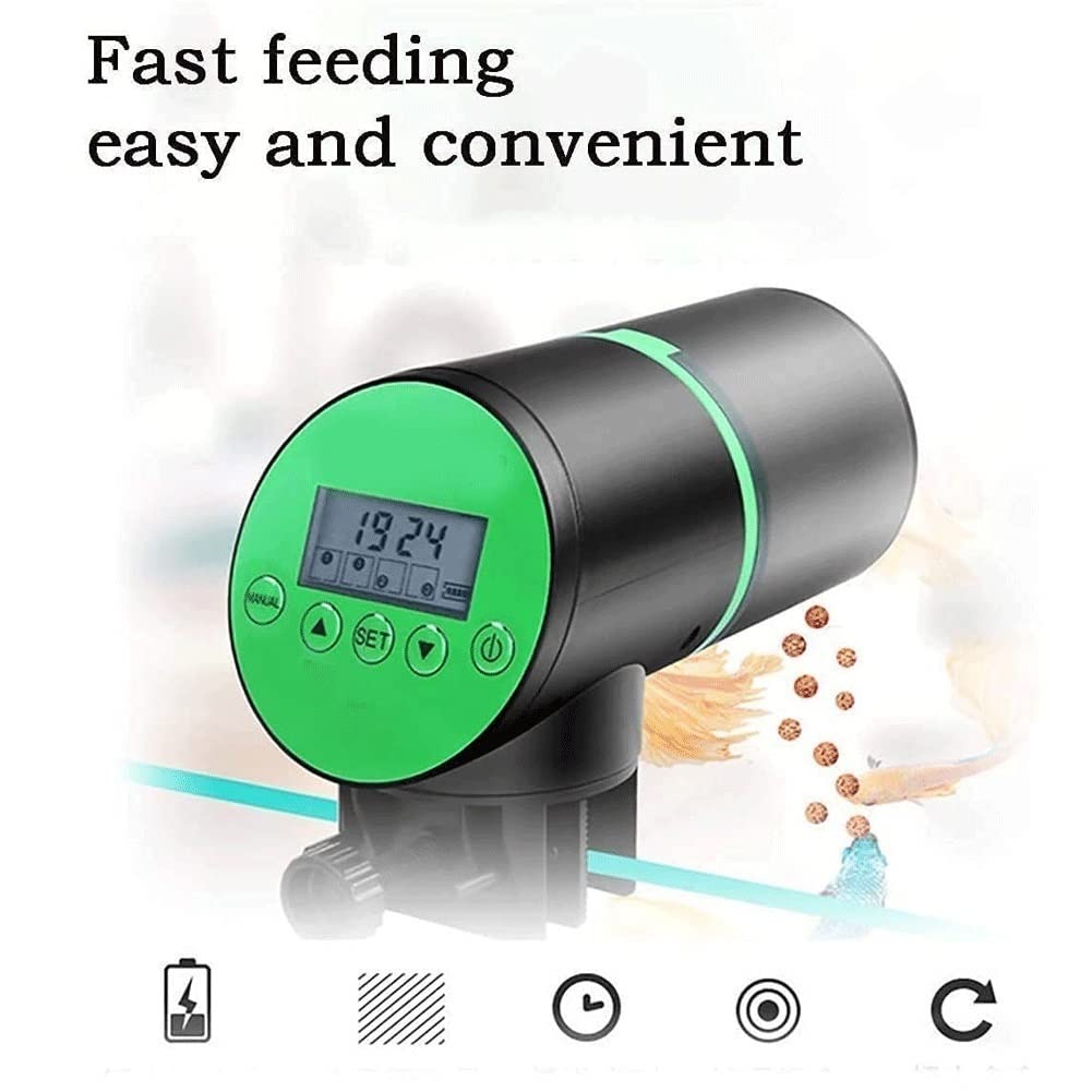 Automatic Fish Feeder with Timer - Rechargeable USB Aquarium Food Dispenser for Freshwater & Saltwater Tanks | Moisture-Proof Design for Indoor/Outdoor Use | Perfect for Vacation & Daily Feeding