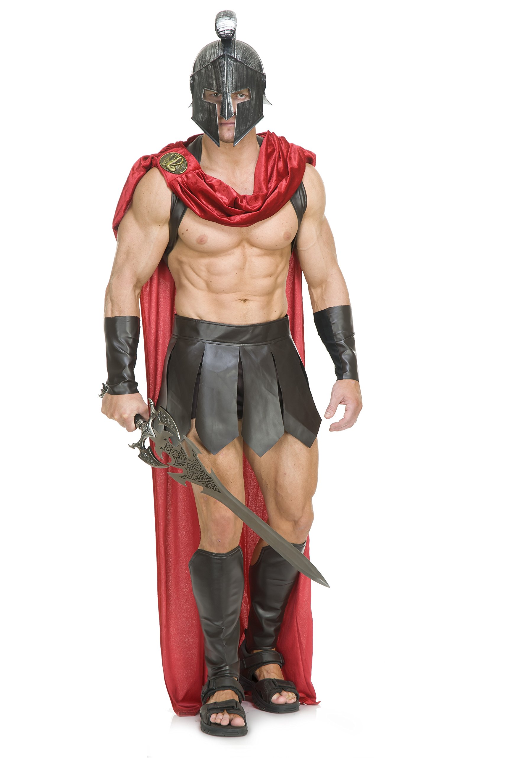 Spartan Warrior Costume for Men with Helmet & Accessories - Greek Halloween, Cosplay & LARP Outfit