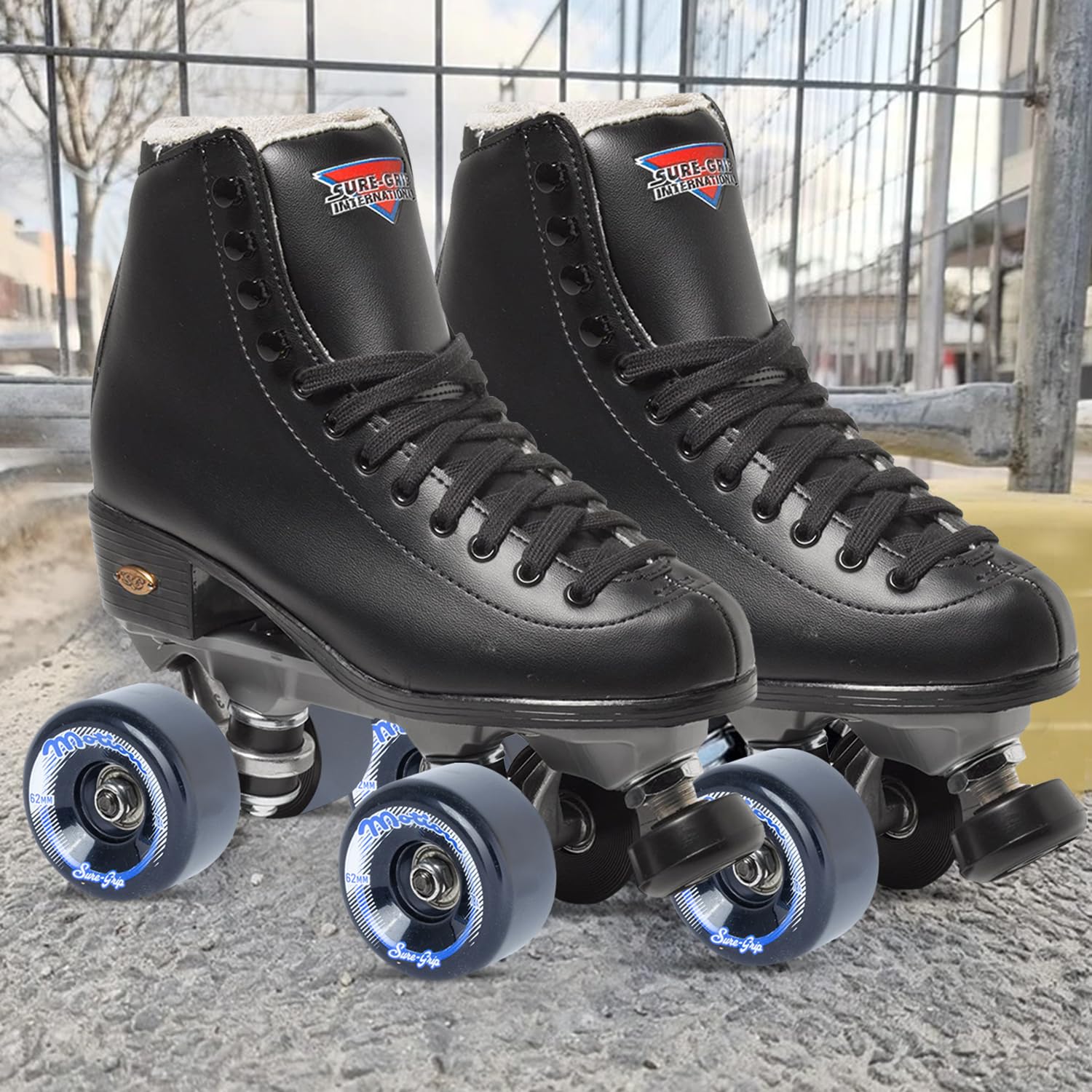 Sure-Grip Motion 78A Durometer Super Hi Rebound Urethane Outdoor Wheels - 62mm Diameter, Pack of 8 (Black) - Perfect for Outdoor Skating, Beginner Friendly, and Smooth Park Trails