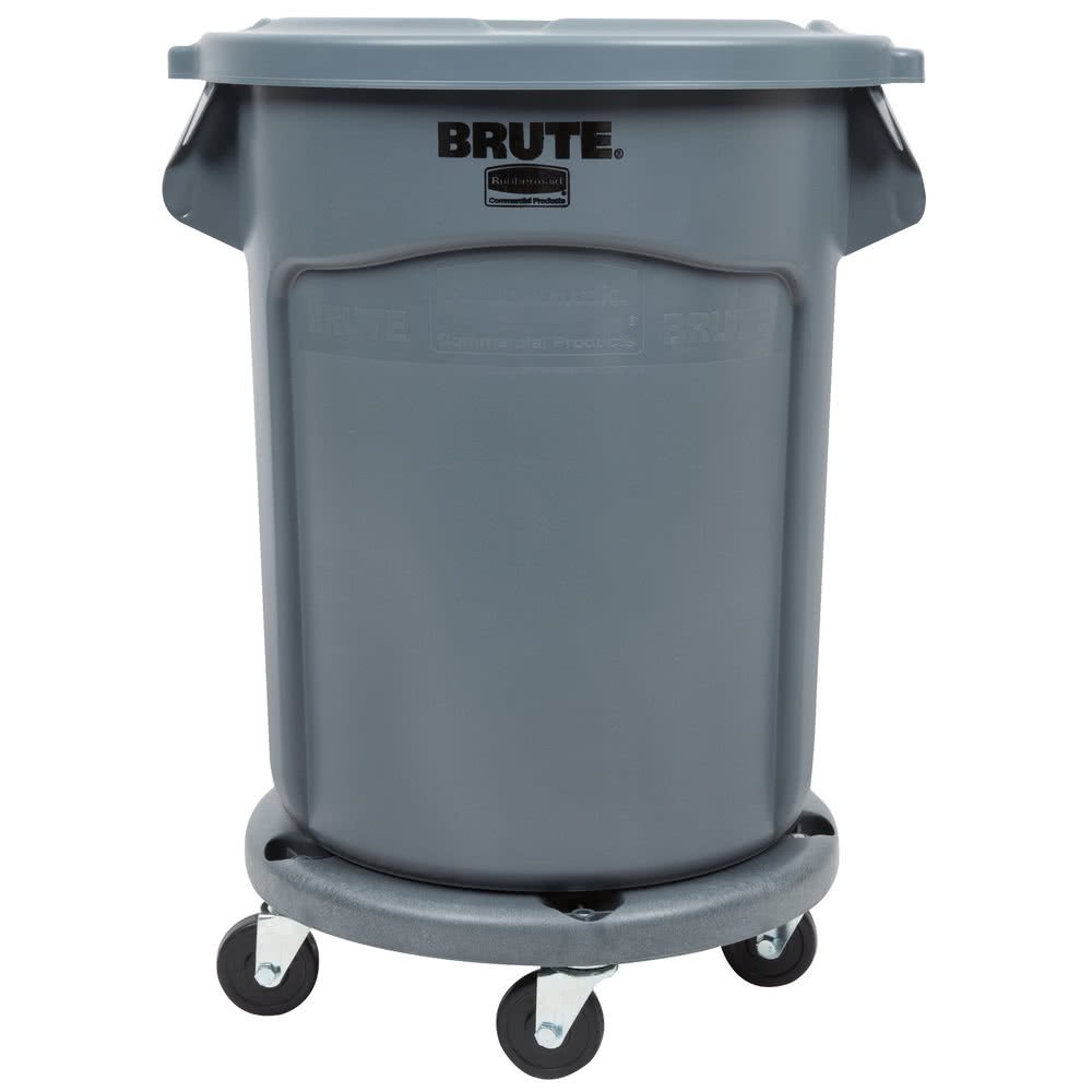 TableTop King Brute 20 Gallon Gray Trash Can with Lid & Wheels - Heavy Duty Commercial Garbage Bin for Office, Kitchen, Restaurant & Outdoor Use