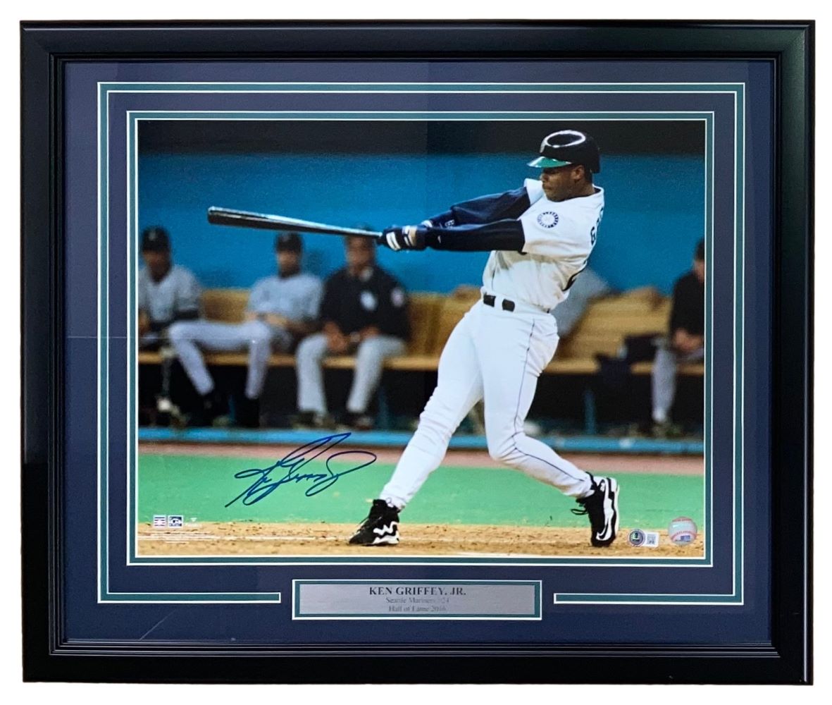 Authentic Ken Griffey Jr. Signed Framed 16x20 Seattle Mariners Baseball Photo - BAS ITP Certified - Perfect for Sports Memorabilia Collectors & Man Cave Decor