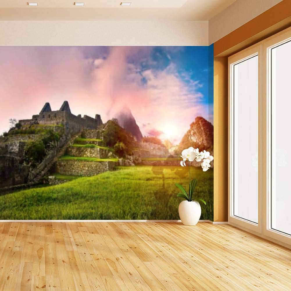 Machu Picchu Sunrise Stone Ruins Wall Mural - Peel & Stick Self-Adhesive Wallpaper - Large Removable Vinyl Wall Sticker for Living Room, Bedroom, Office Decor | Easy DIY Home Improvement