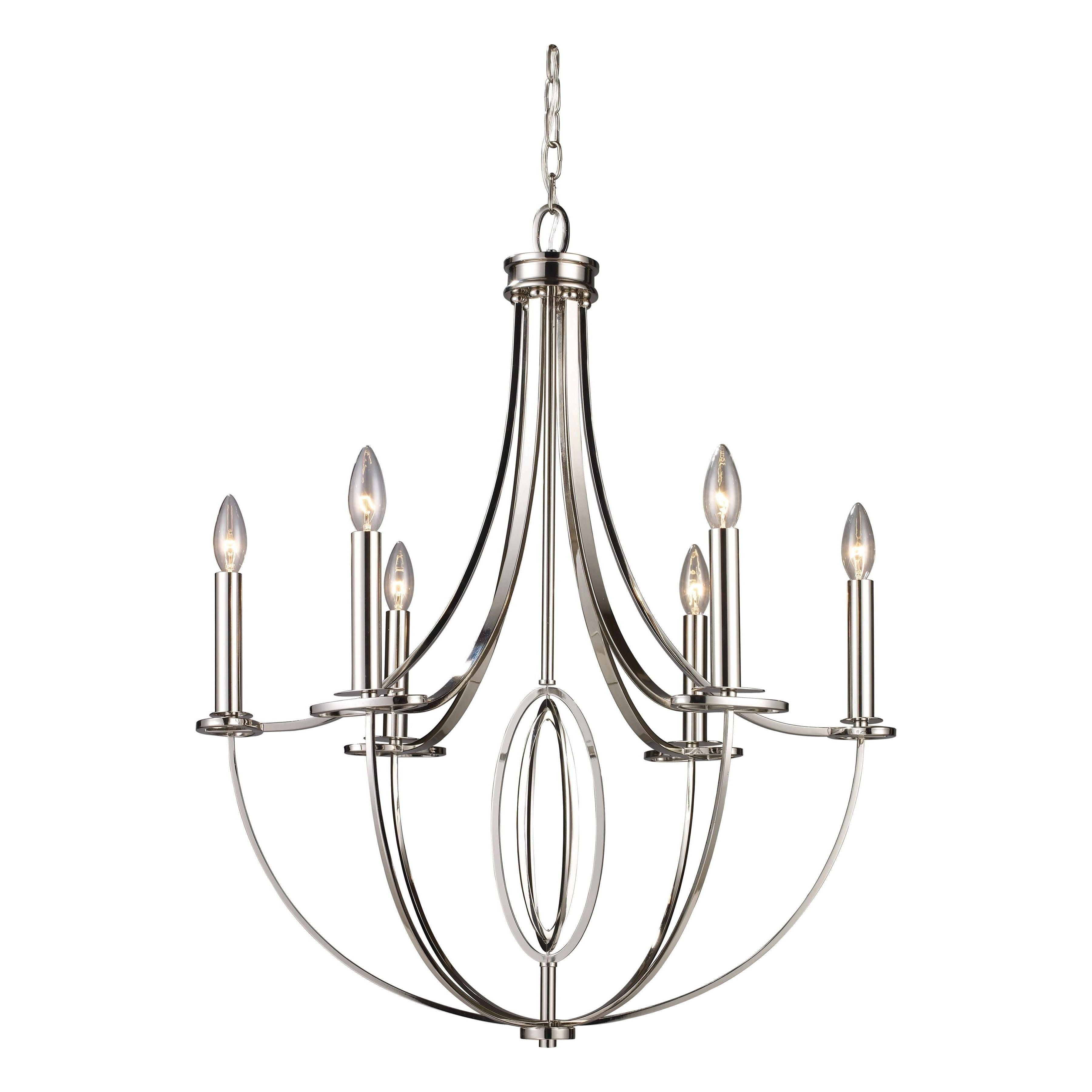 Dione 25-Inch Wide 6-Light Modern Chandelier - Elegant Crystal Ceiling Light Fixture for Dining Room, Living Room, or Bedroom