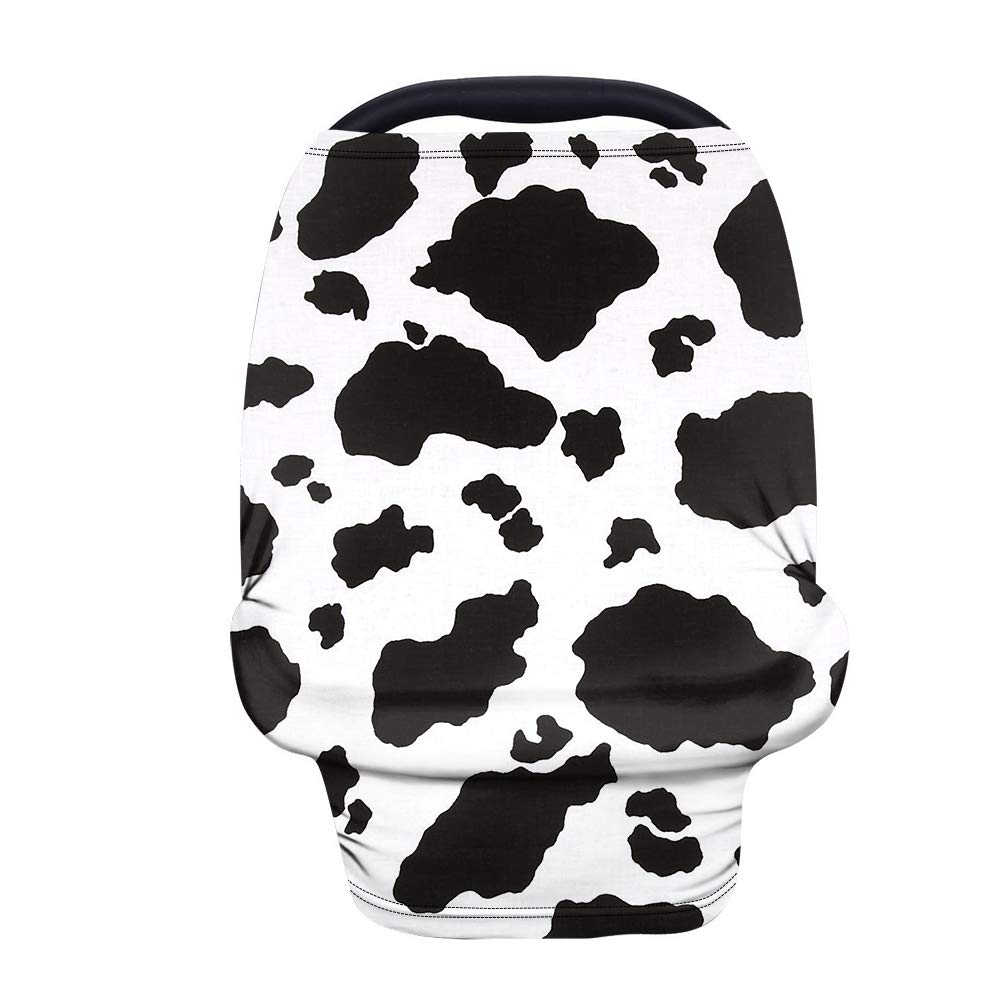 Cow Print Infant Car Seat Canopy - Universal Baby Car Seat Cover, Nursing Cover & Breastfeeding Scarf for Strollers, High Chairs & Shopping Trips | Soft & Breathable for Newborns & Toddlers