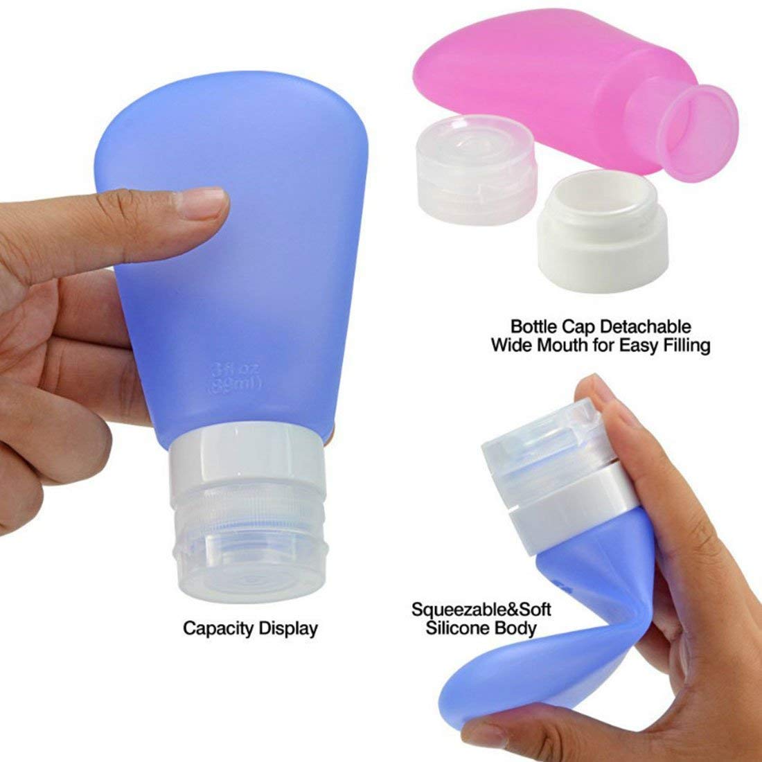 Maharsh 90ml Portable Soft Silicone Travel Bottles Set - Leakproof Squeezable Mini Containers for Shampoo, Lotion, Liquid Soap & Cosmetics | TSA Approved Toiletries for Air Travel, Gym & Vacation (Multi-Color)