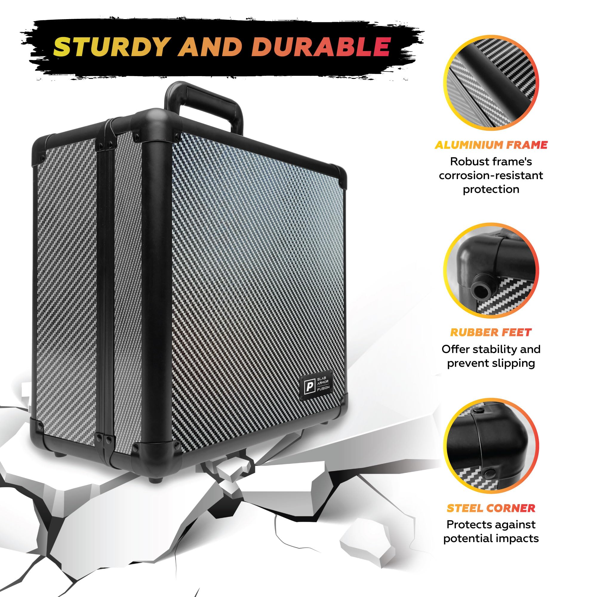 Premium Carbon Fiber PSA Graded Card Storage Box - 160+ Capacity 4-Row Design for Baseball & Sports Cards Protection | Ideal for Collectors, Display Cases & Secure Trading Card Organization