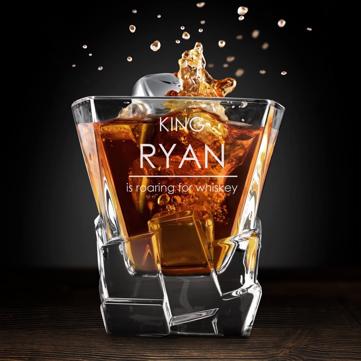 Personalized Engraved Maverton Whiskey Glass Set - Modern Crystal Tumbler for Men, Whiskey Connoisseur Gift - Elegant Barware for Gentleman - Birthday, Anniversary, Housewarming Present - Perfect for Home Bar, Office, and Special Occasions