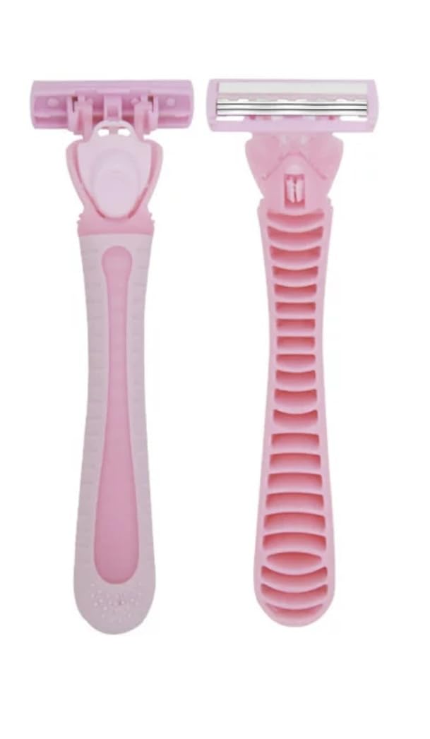 Pink Women's Shaving Razor Set with 3 Refill Blades - 3 Layer Stainless Steel Razor for Sensitive Skin - 96pcs Bulk Pack - Perfect for Travel, Gym & Home Use
