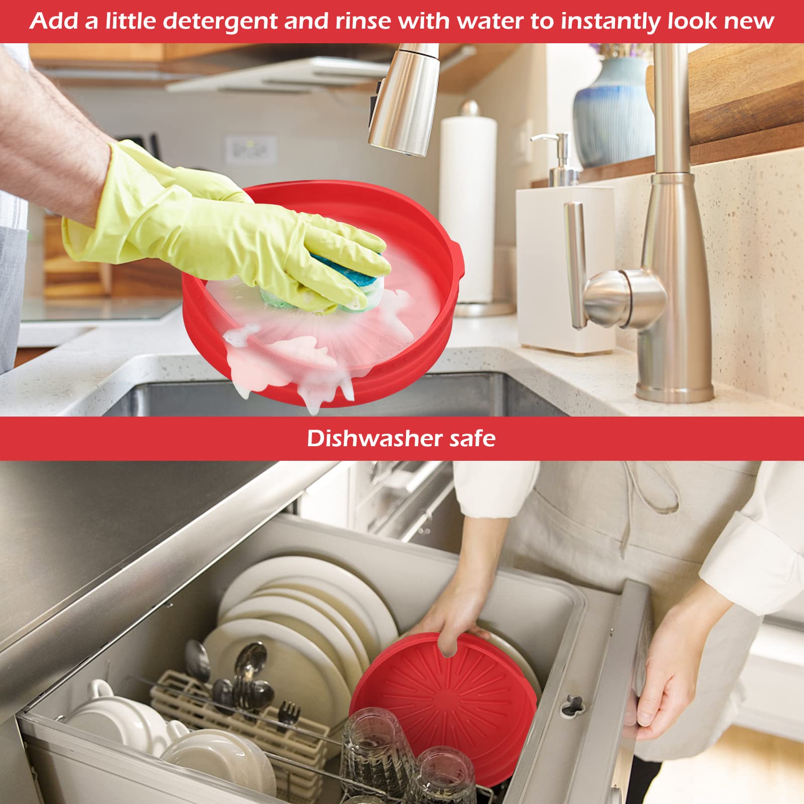 8-inch Thicken Air Fryer Silicone Liners - Reusable, Non-Stick & Food Safe Basket for 4QT to 7QT Air Fryers - Easy to Clean Oven Accessories - Perfect for Healthy Frying, Baking & Roasting