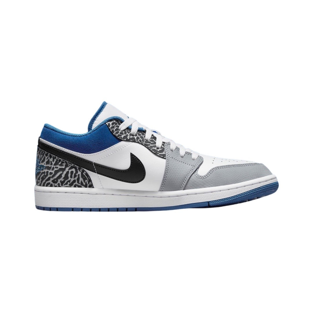 Air Jordan 1 Low GS SE Sneakers - White & Dark Marina Blue Basketball Shoes for Girls - Perfect for School, Sports & Casual Wear